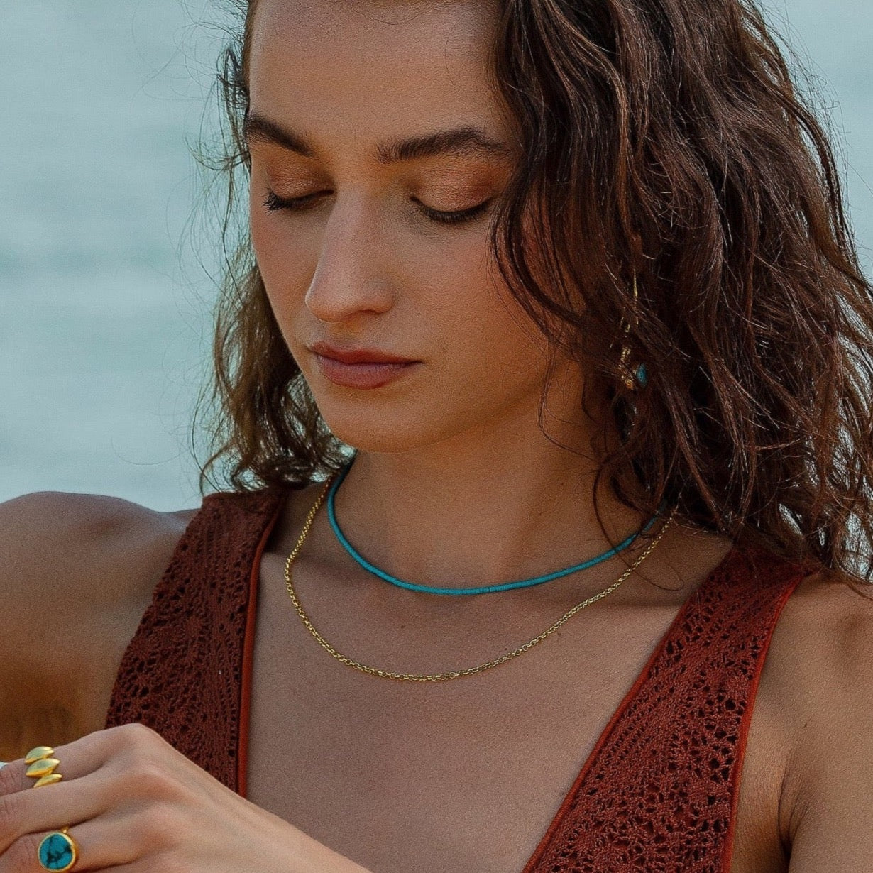 Round Hoops Gold Chain Necklace