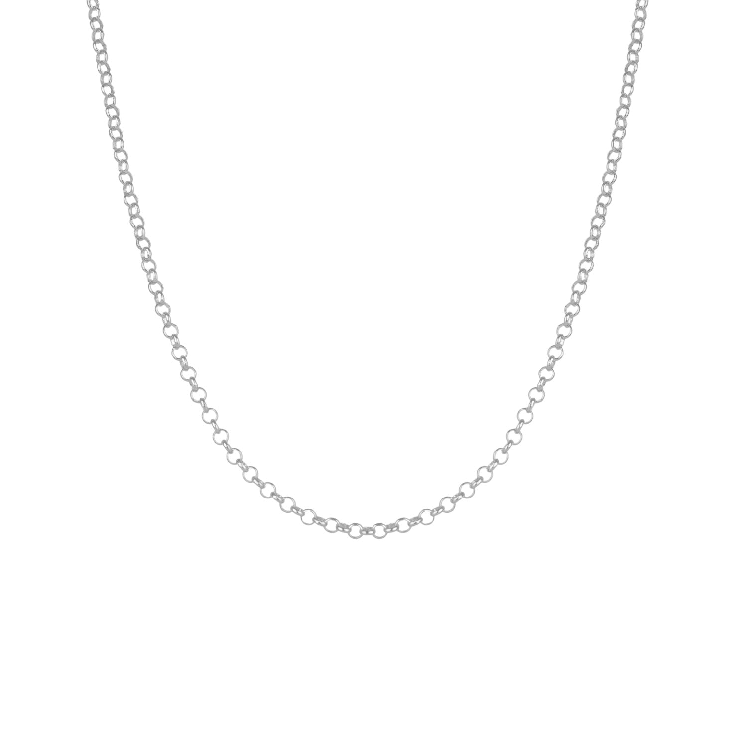 Round Hoops Silver Belcher Chain Necklace