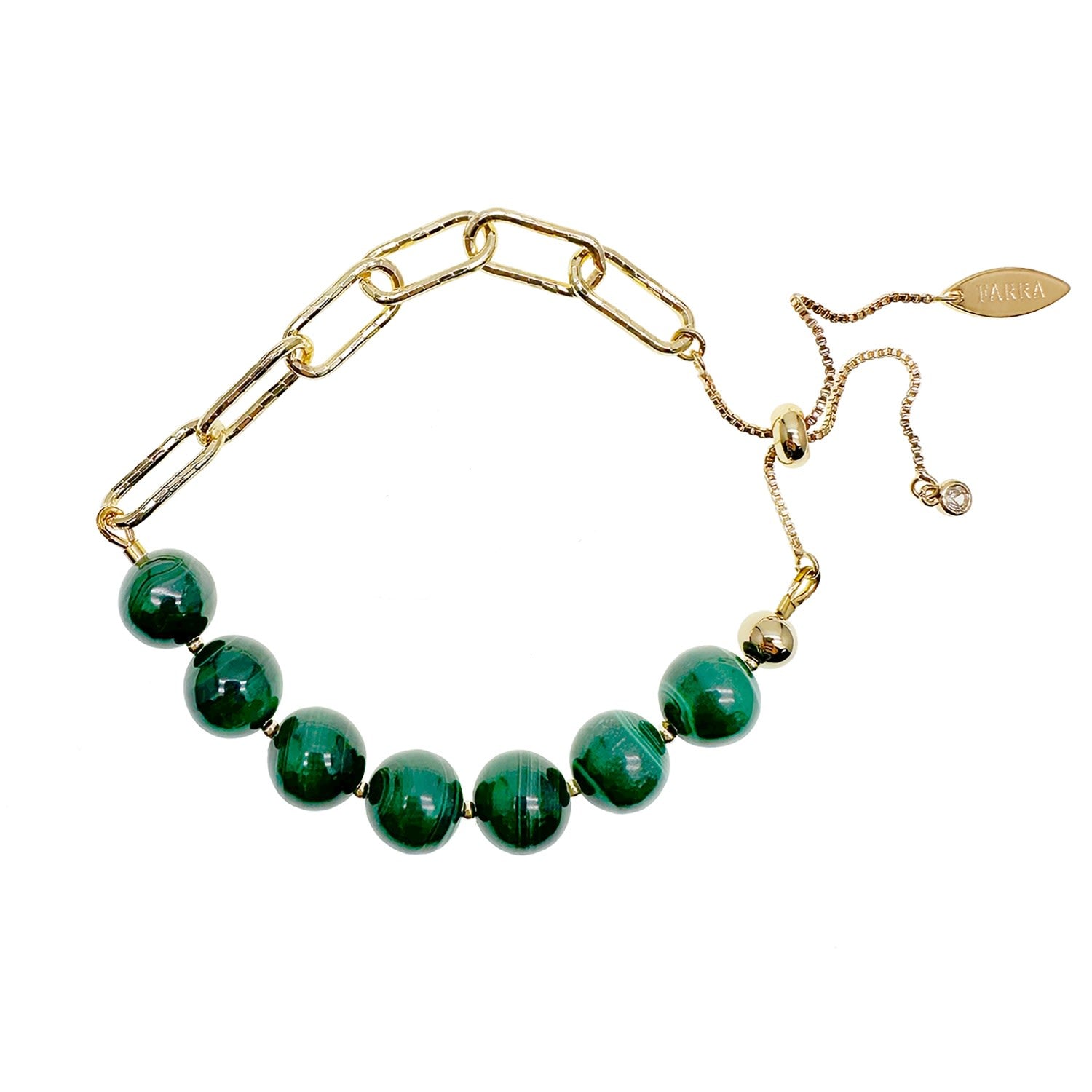 Round Malachite Adjustable Chain Bracelet