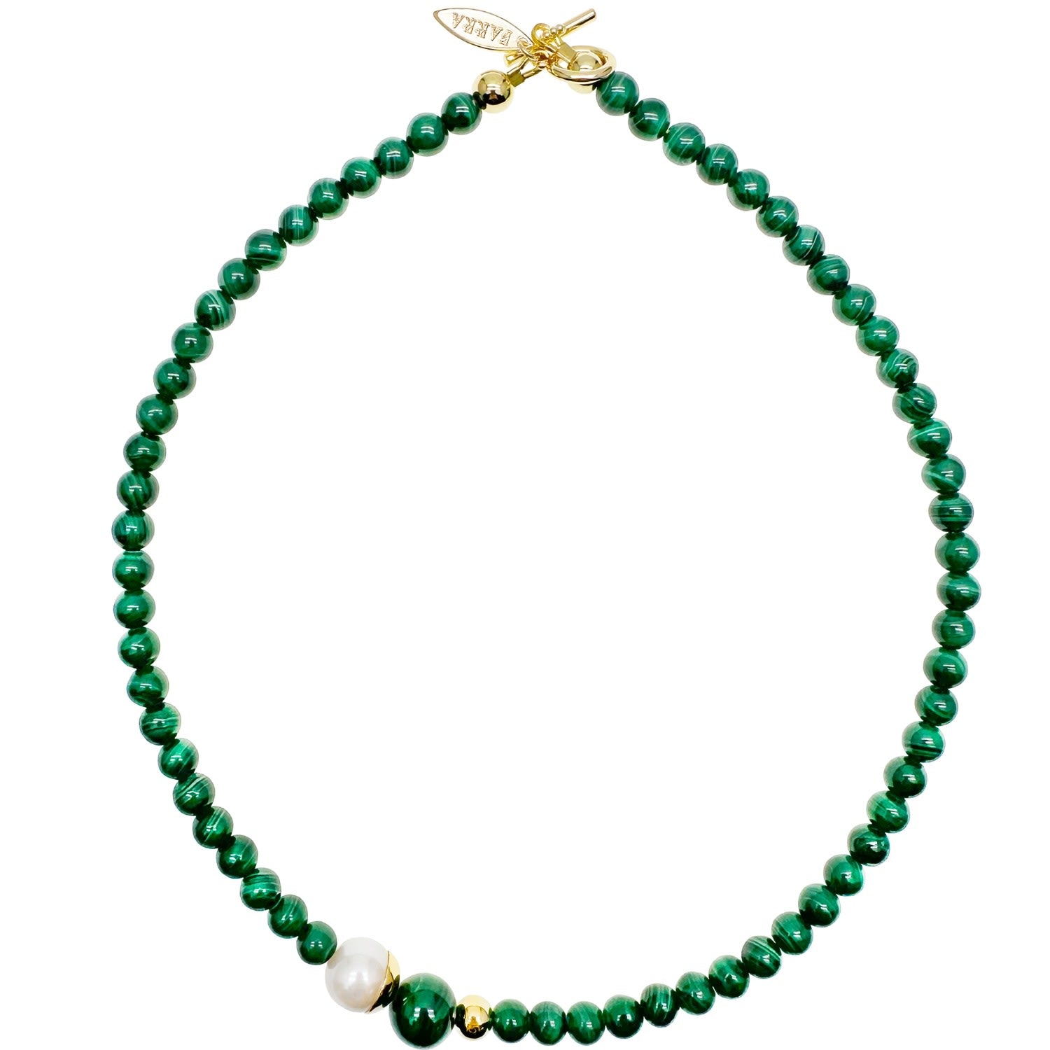 Minimalistic Round Malachite & Freshwater Pearls Necklace