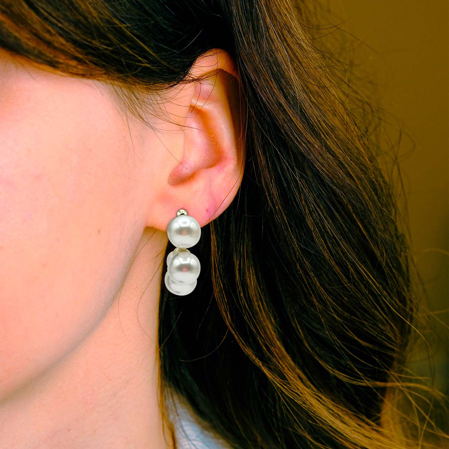 Round Pearl Hoop Earrings