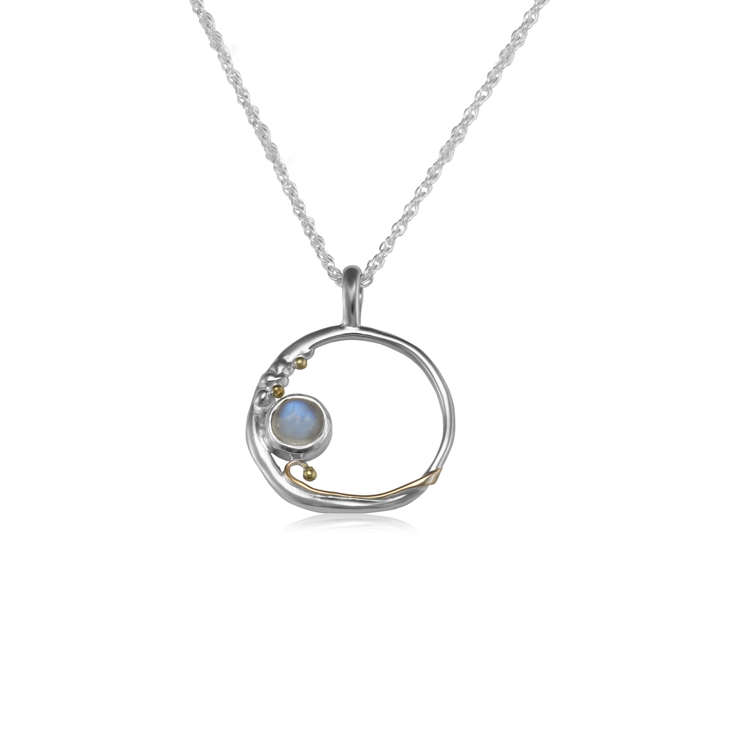 Round Rainbow Moonstone Necklace
