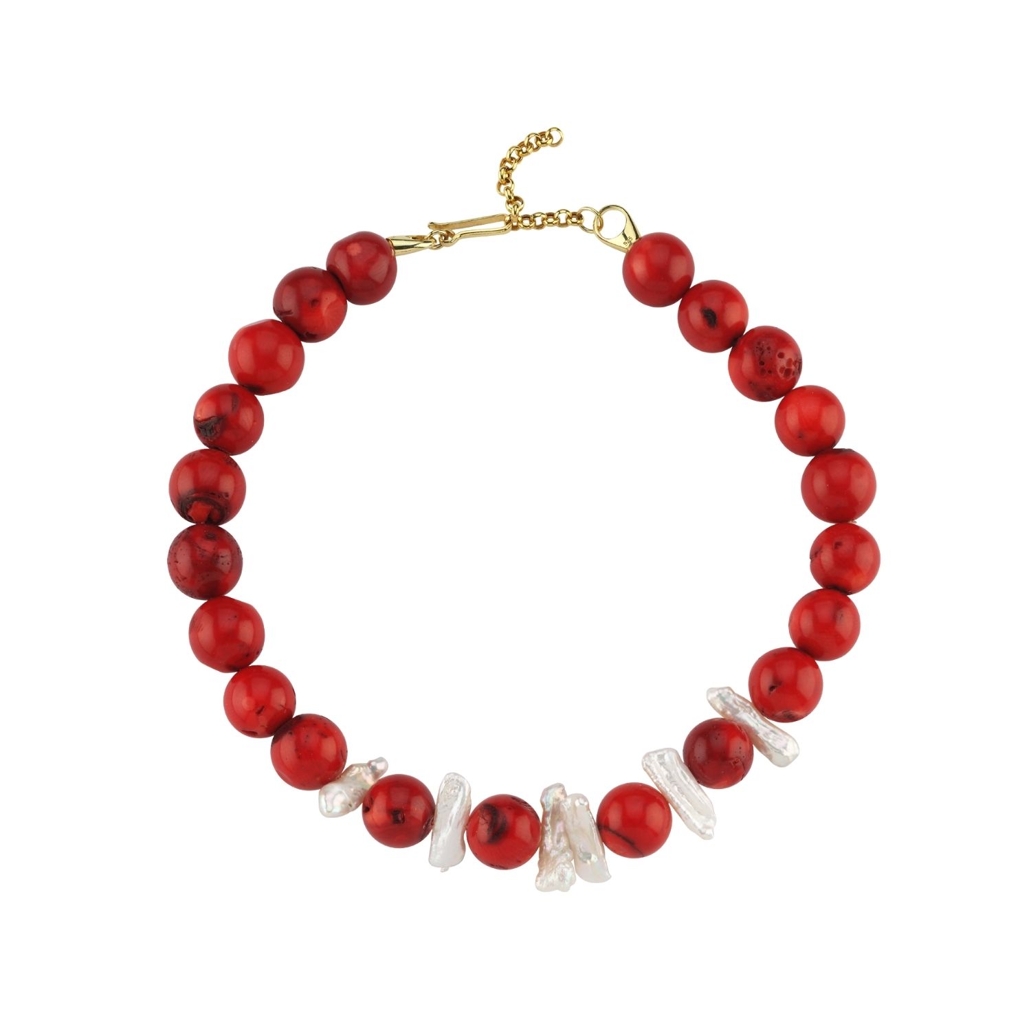Round Red Coral Necklace With Thalassa Pearl