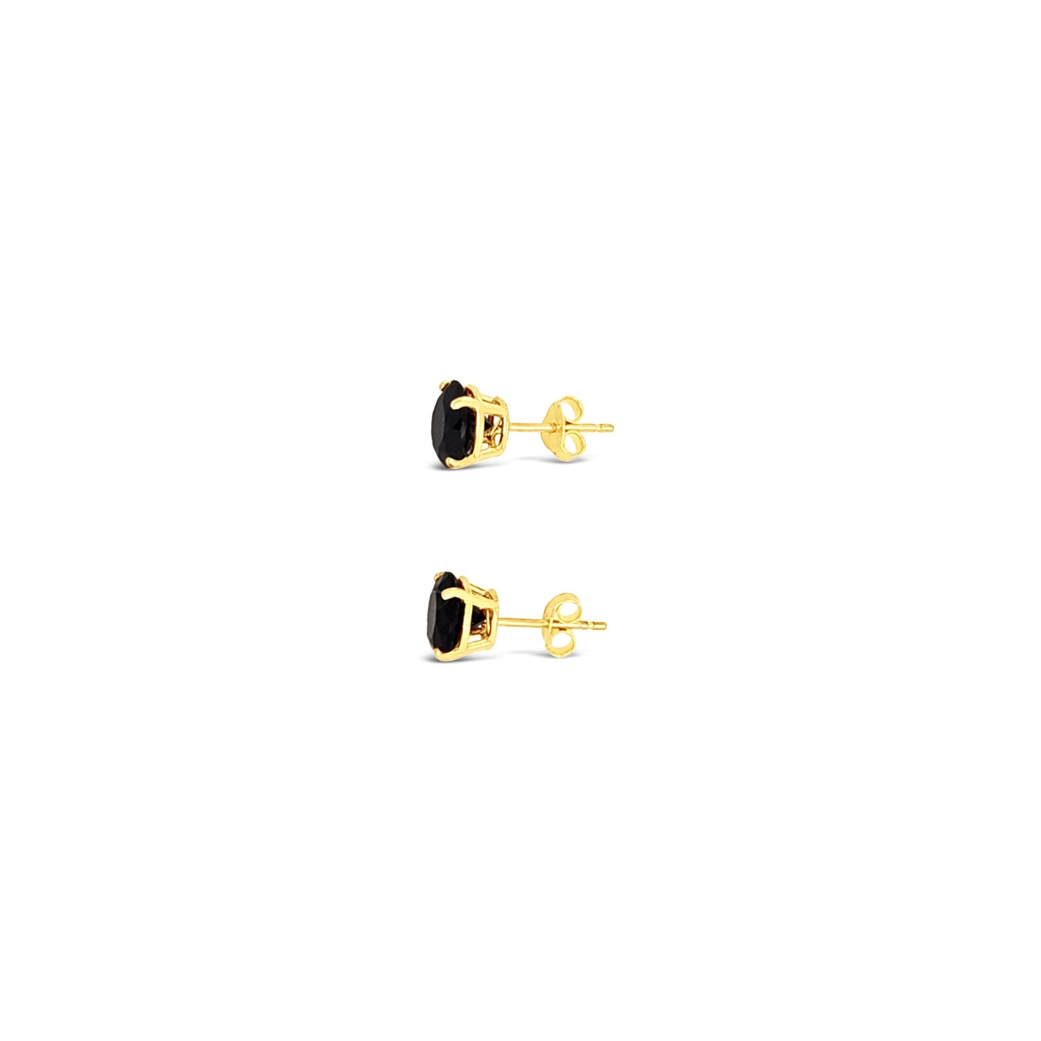 Round Four Mm Black Studs - 10K Gold