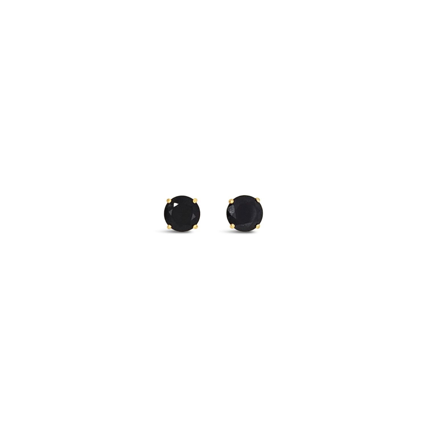 Round Seven Mm Black Studs - 10K Gold