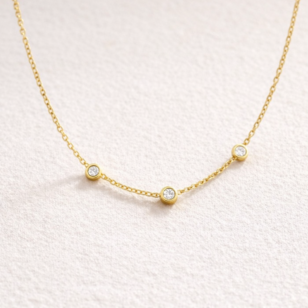 Aurora Three Bezel Diamond Necklace