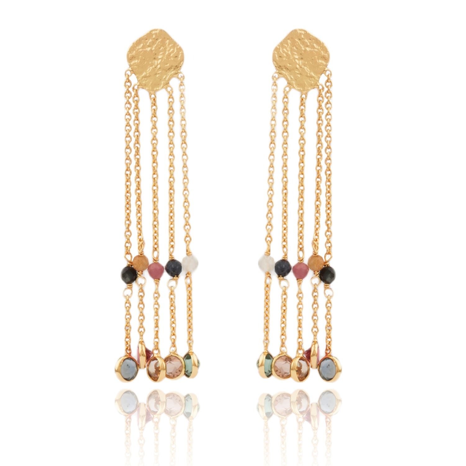 Roxanne Chandelier Earrings With Clusters Of Semi-Precious Stones