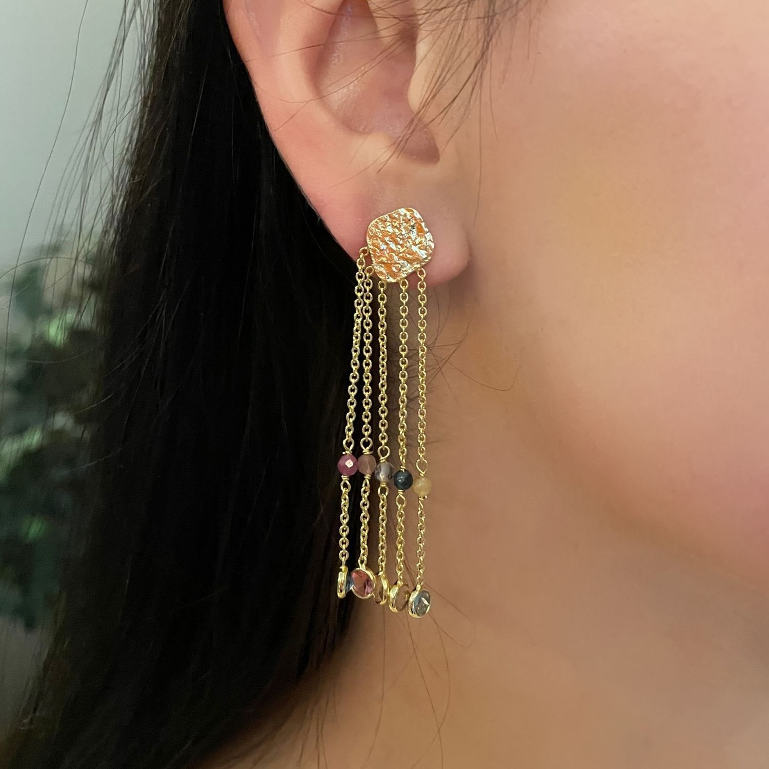 Roxanne Chandelier Earrings With Clusters Of Semi-Precious Stones