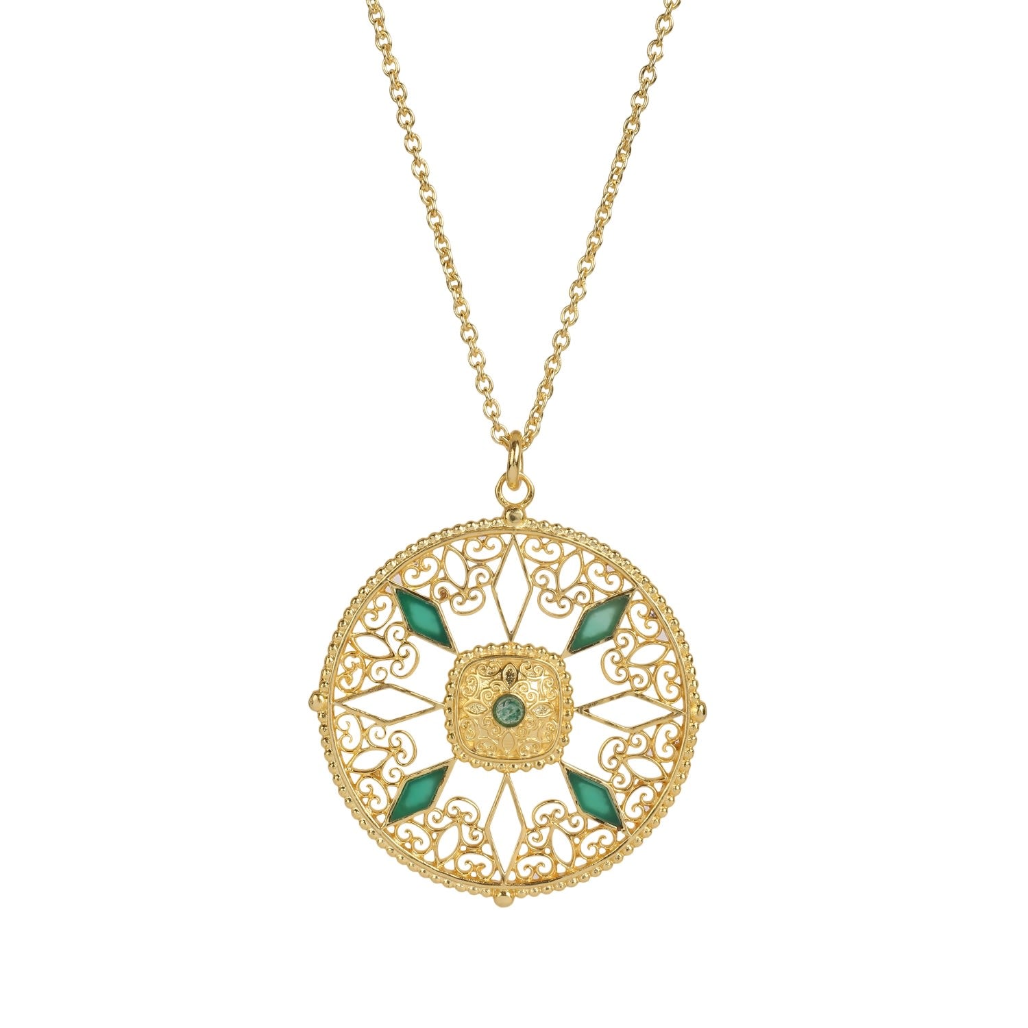 Green Onyx Medallion Necklace