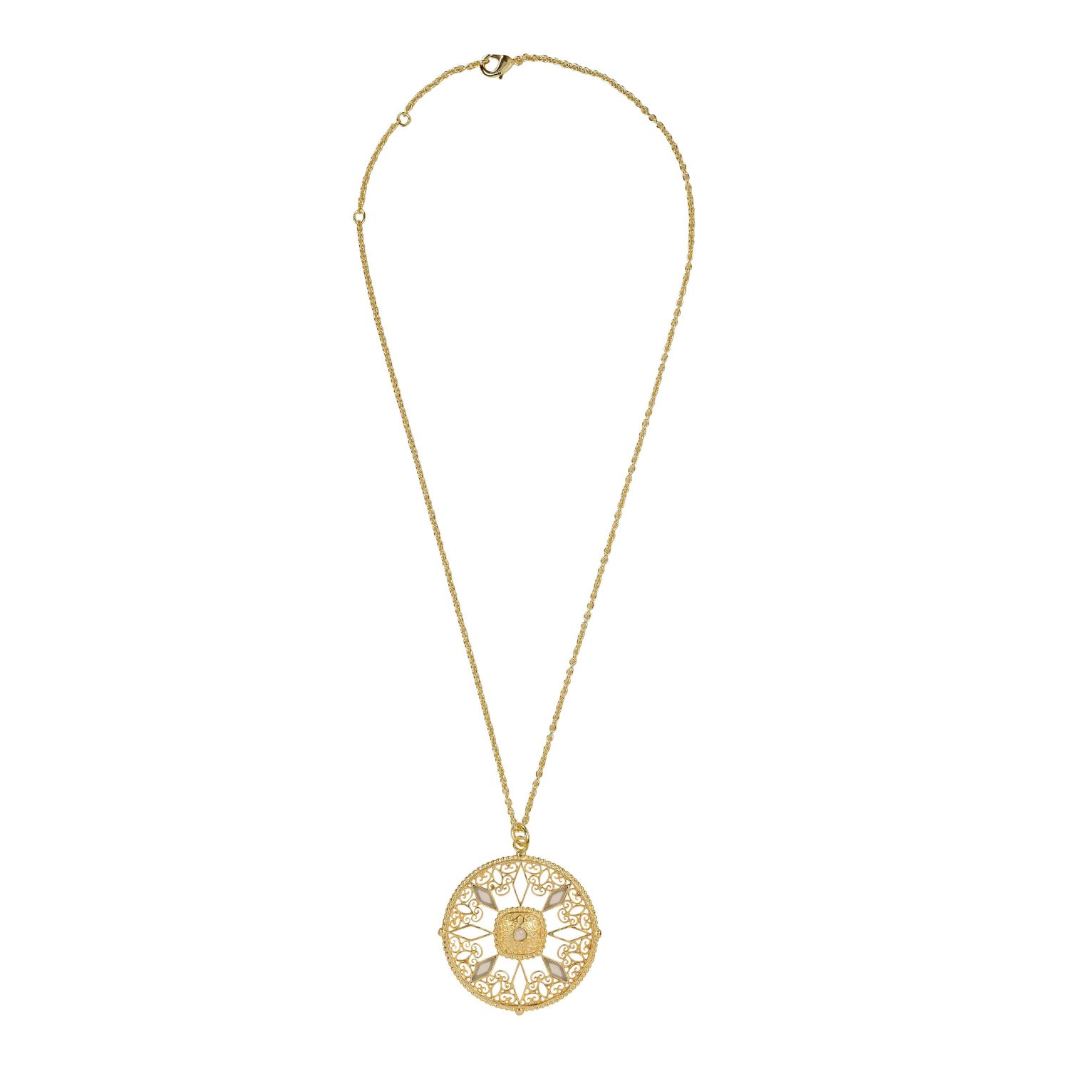 Opal Chalcedony Medallion Necklace