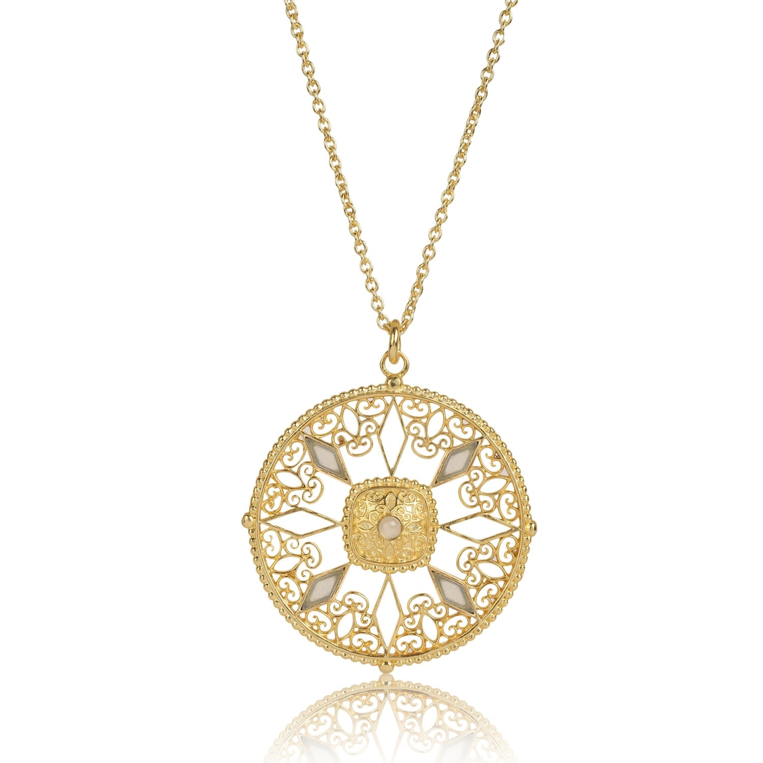 Opal Chalcedony Medallion Necklace