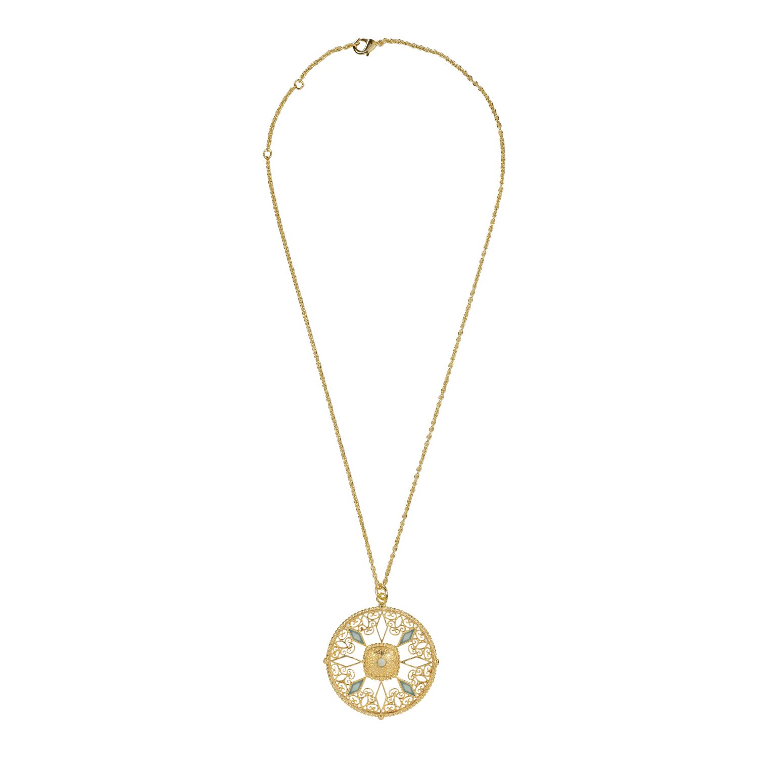 Swissblue Chalcedony Medallion Necklace