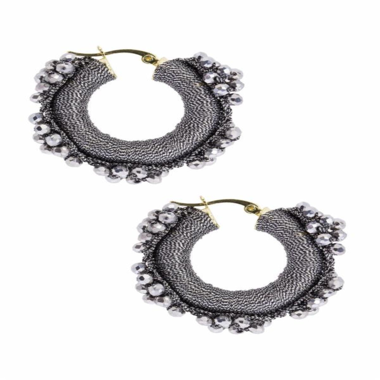 Royal Redux Beaded Hoop Silver Earring
