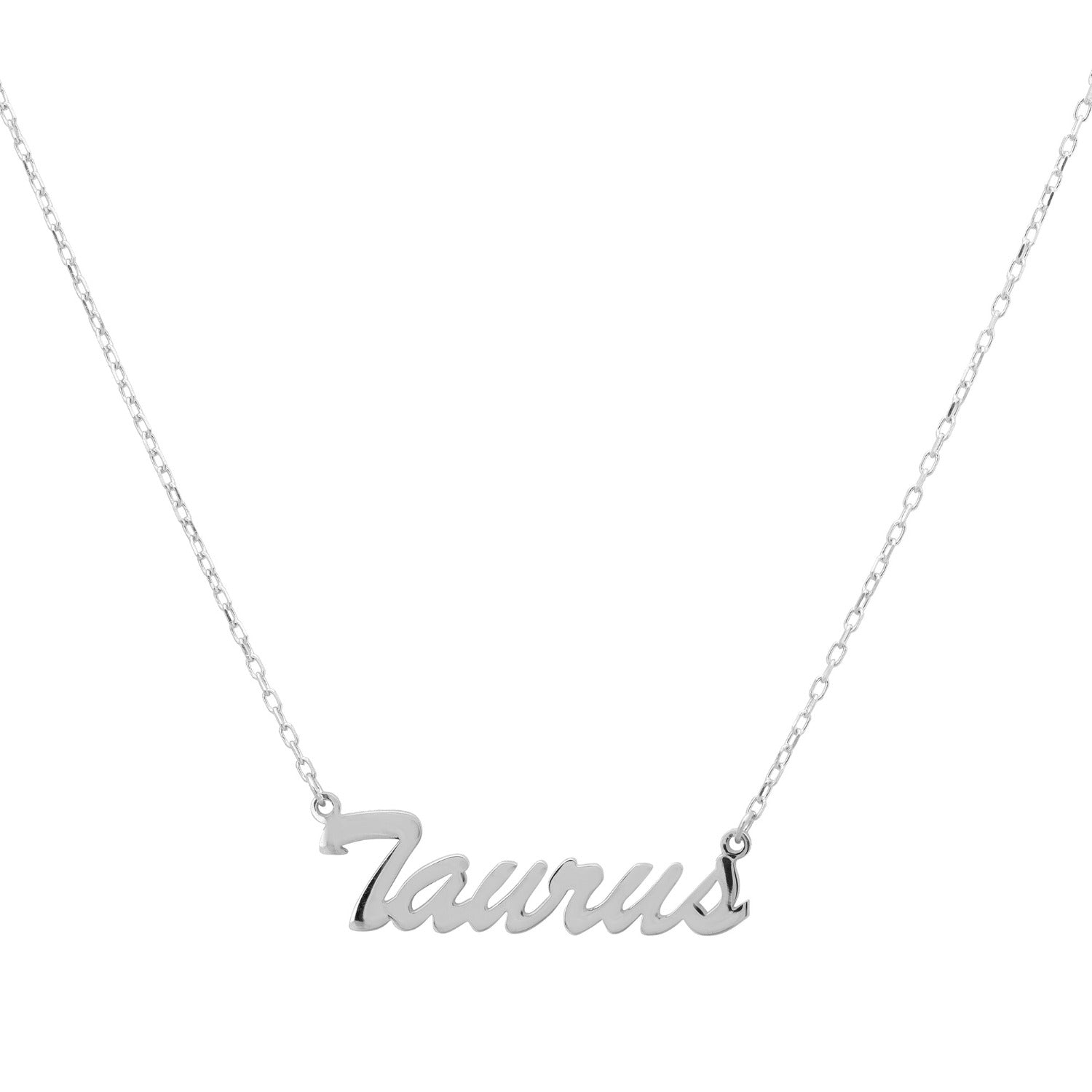 Zodiac Star Sign Name Necklace Silver Taurus