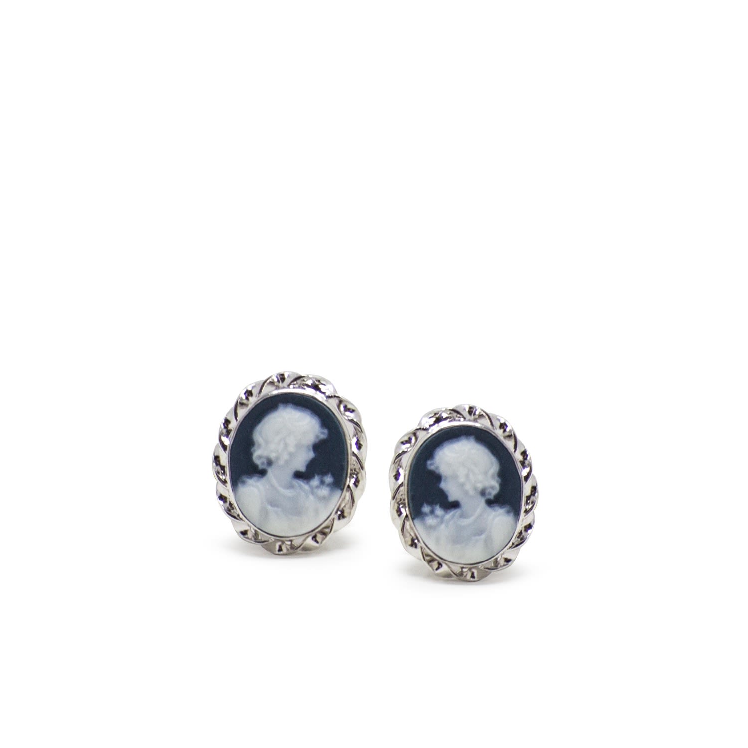 Black Mini Cameo Stud Earrings