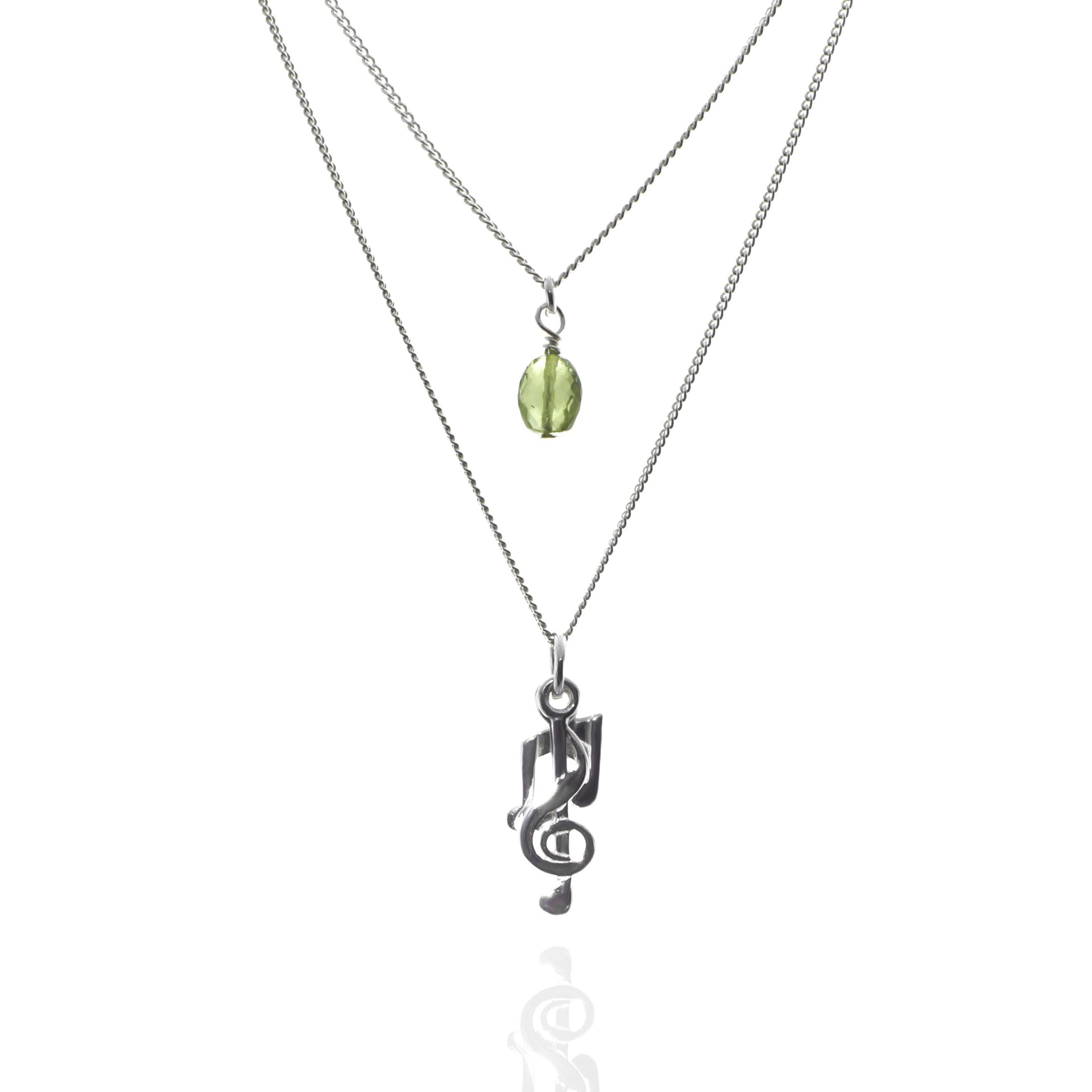 Peridot & Music Notes Necklace