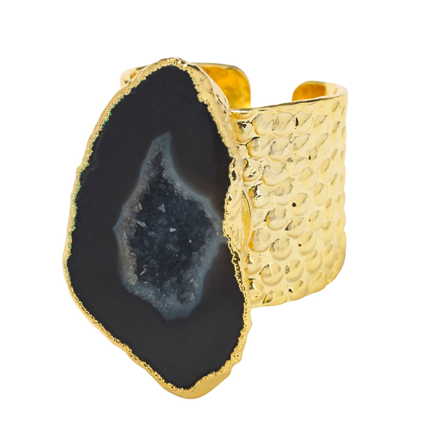 Black Mega Gemstone Gold Statement Ring
