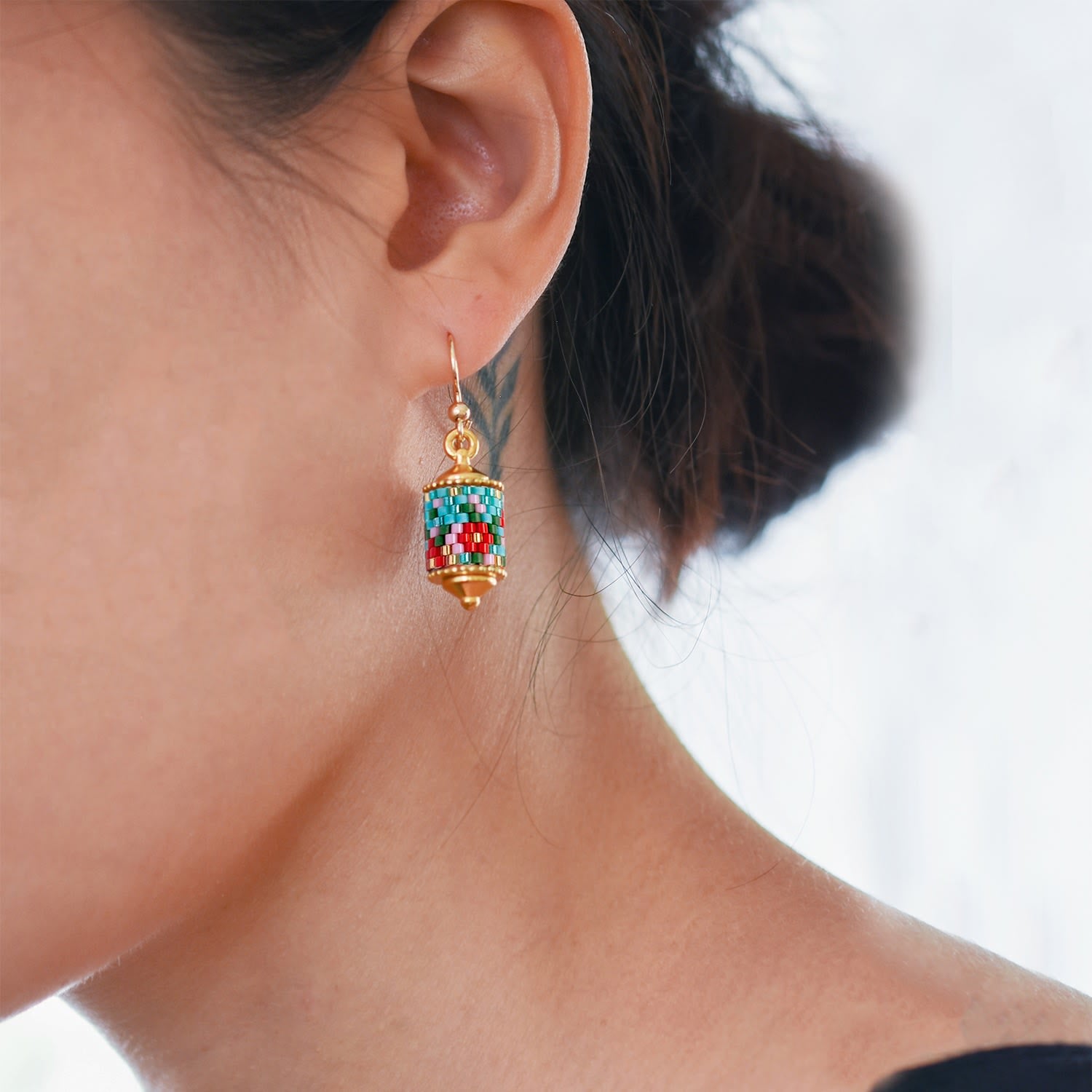 Modern Peranakan Drop Earrings - Blue