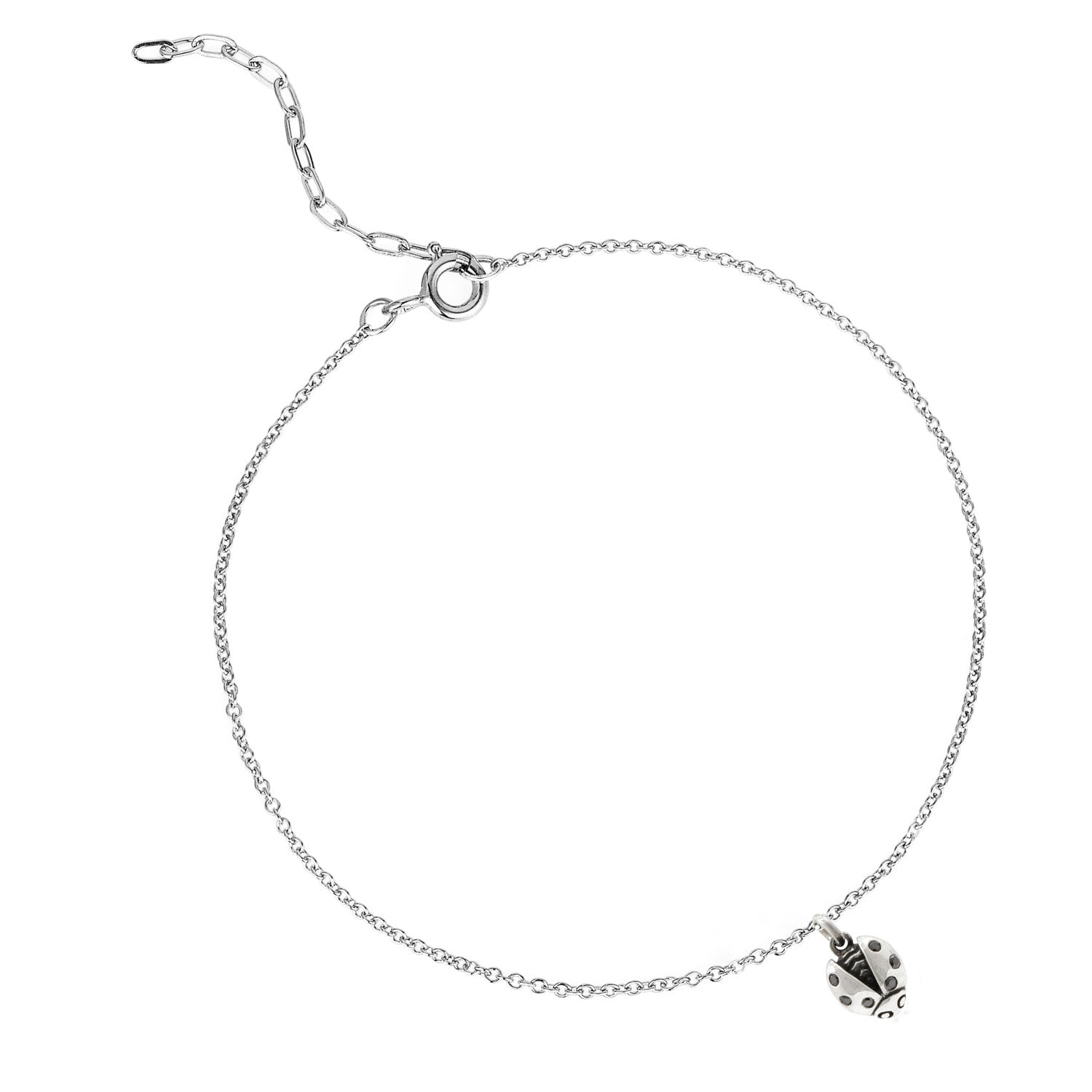 Ladybird Black Diamond Bracelet – Silver - Wings Open