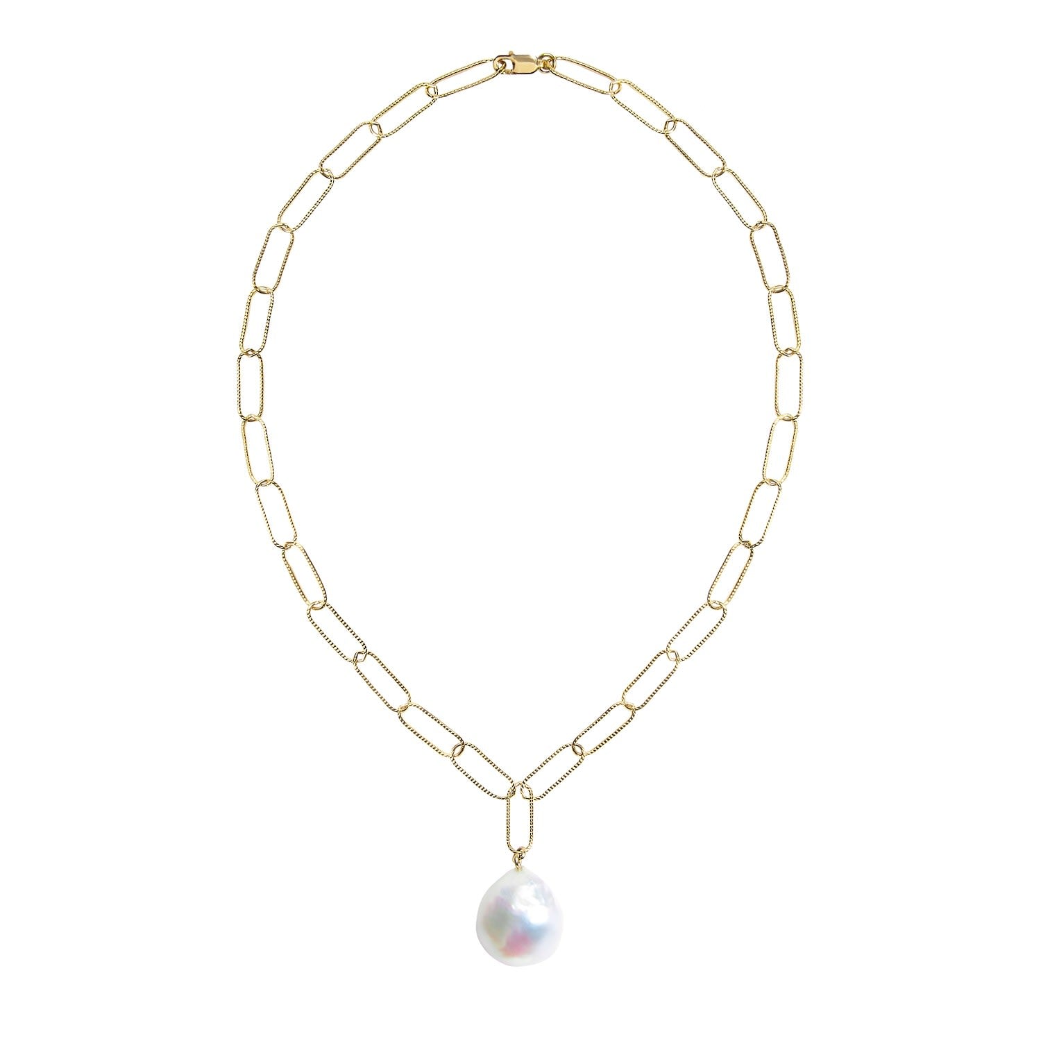 Aurelia Baroque Pearl Large Link Necklace - Gold