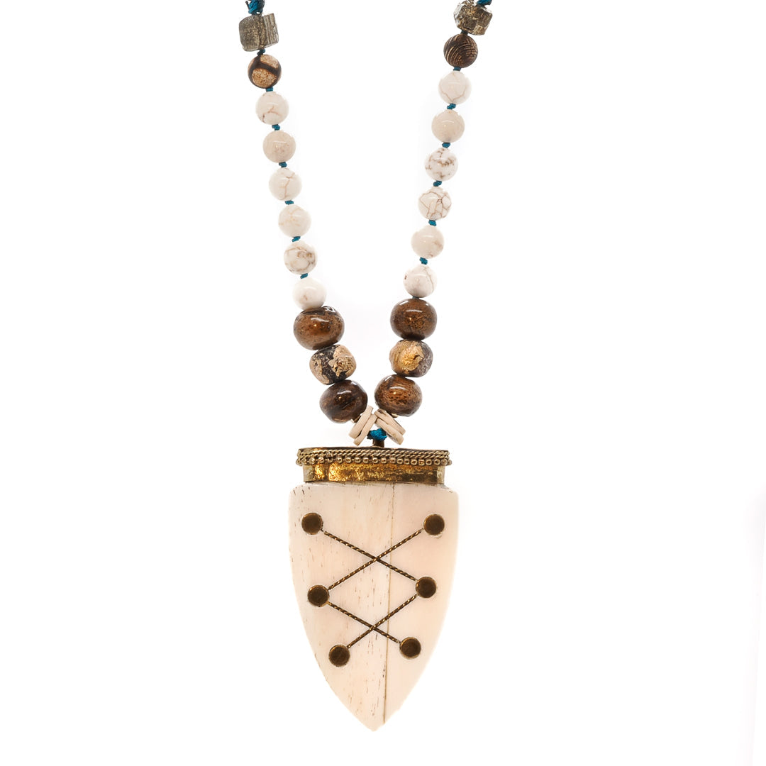 Spirits On The Run Nepal Beaded Long Necklace - White