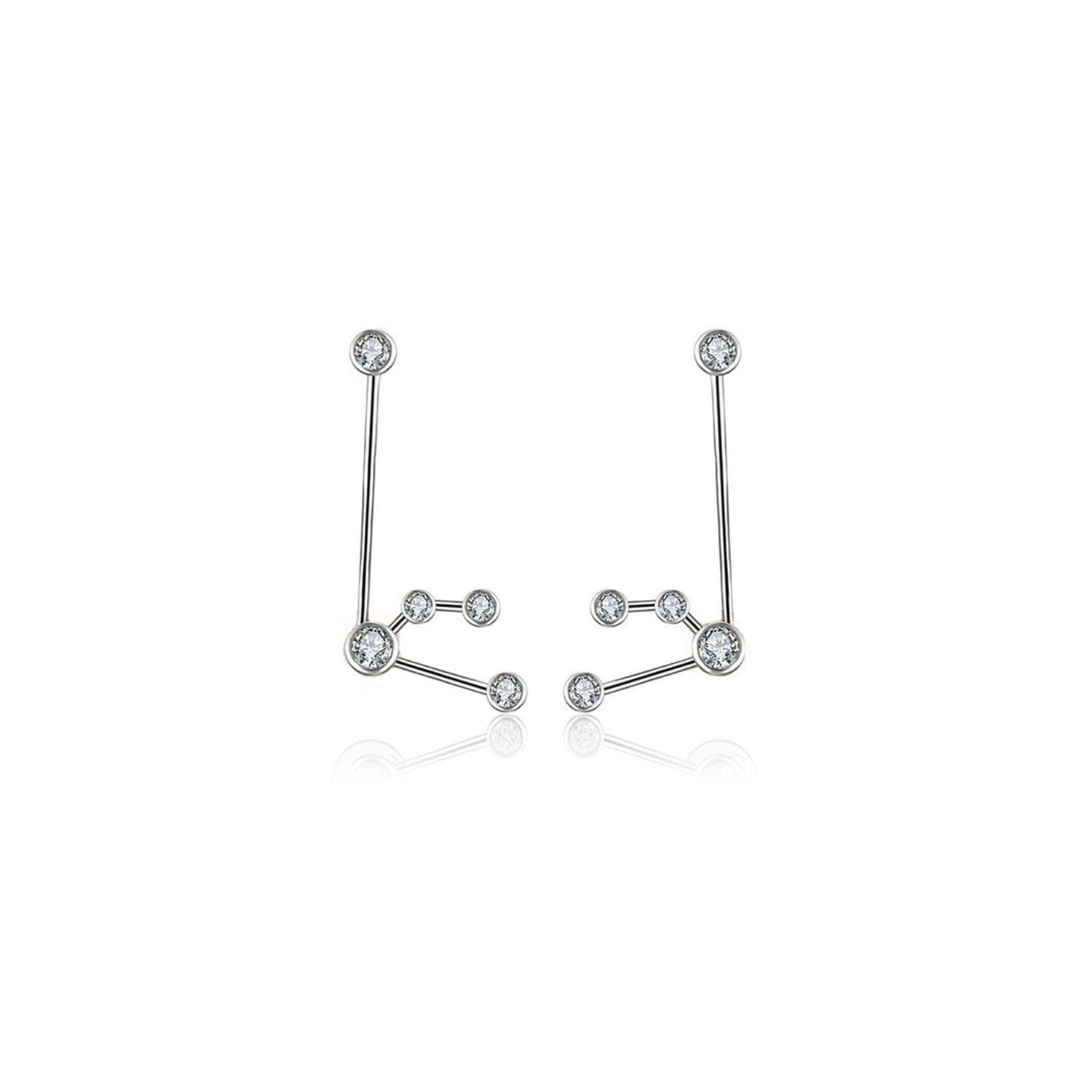 Aquarius Zodiac Constellation Earring 18K White Gold & Diamond