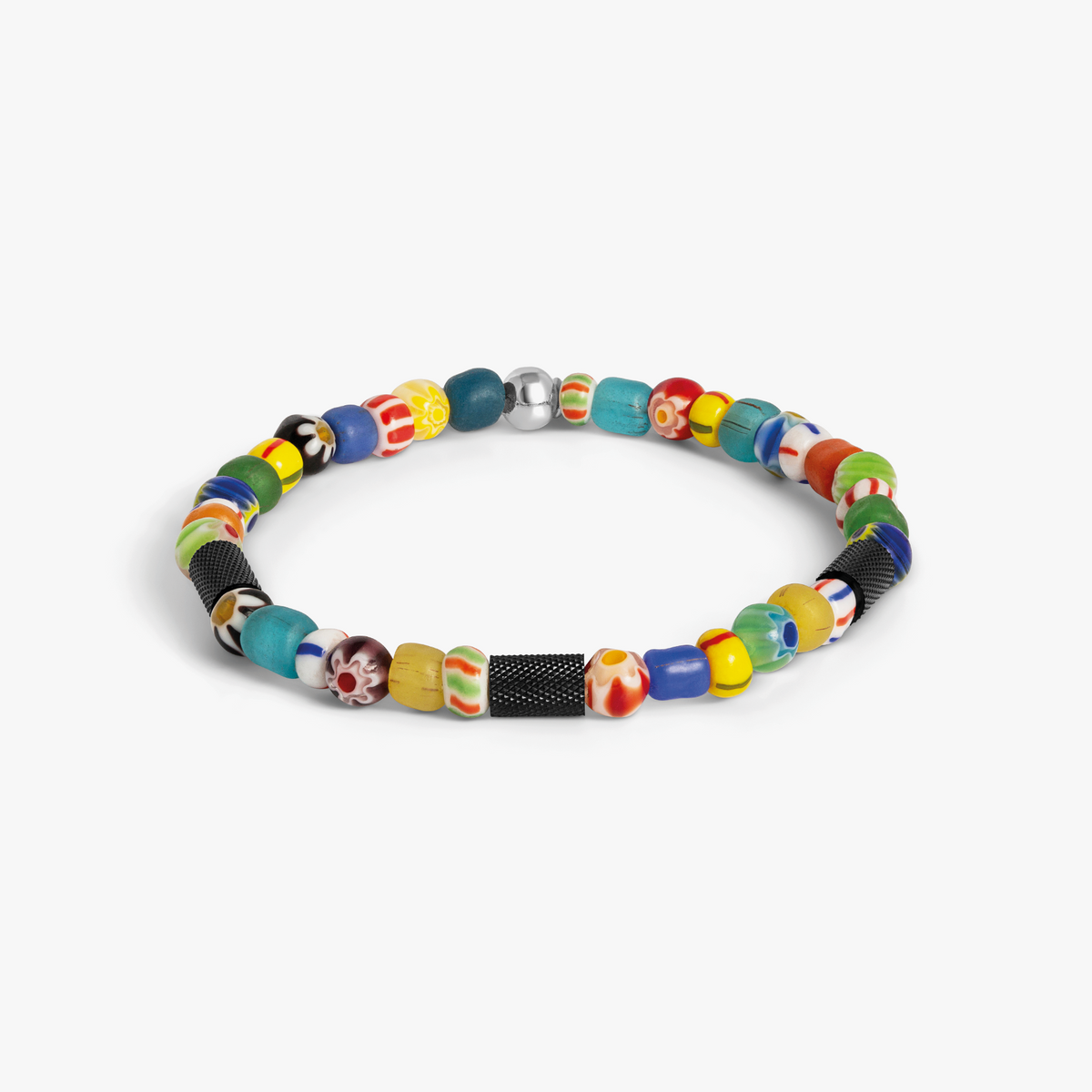 Tutti Frutti Multicolour Glass Beaded Bracelet With Stainless Steel