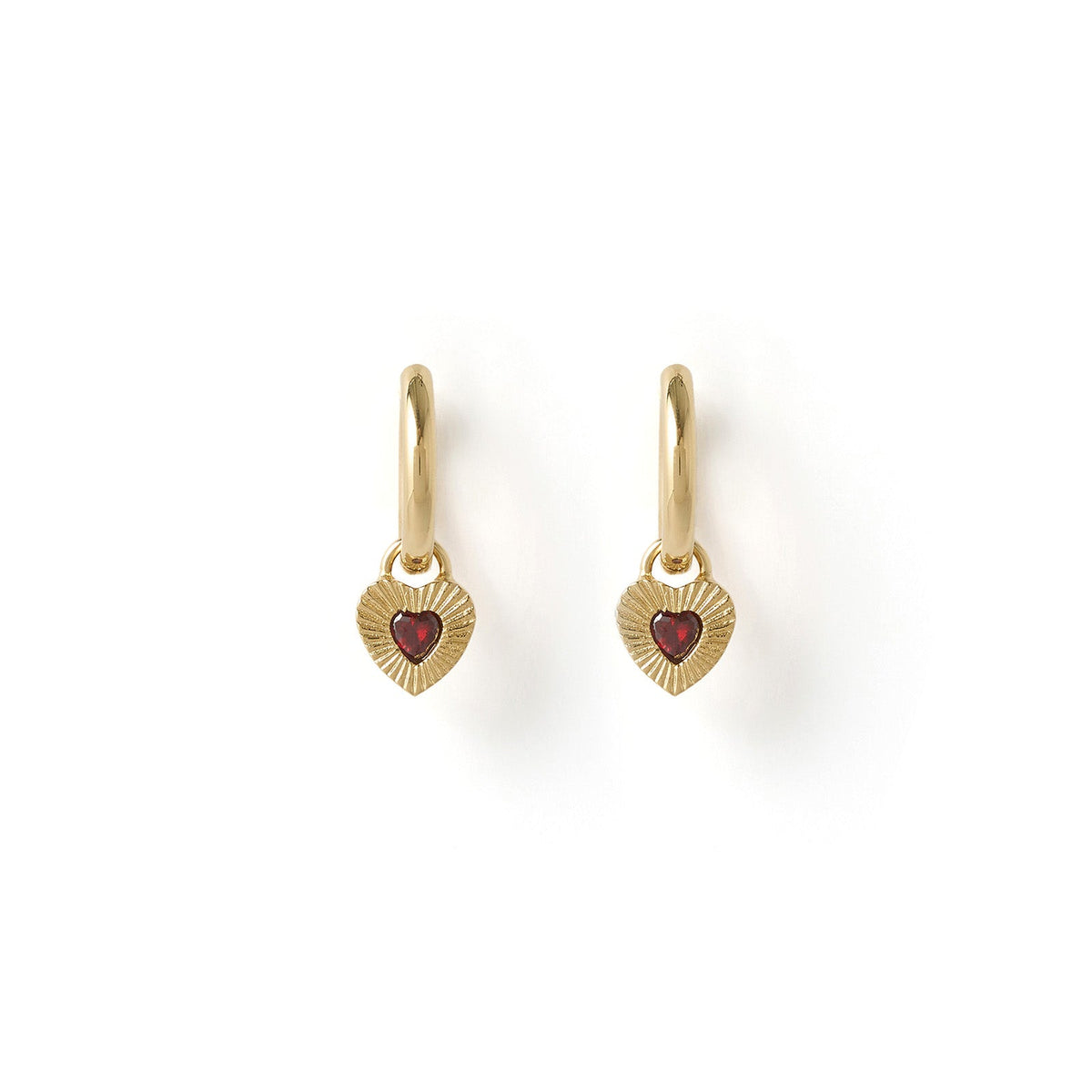 Ruby Heart Earrings Red