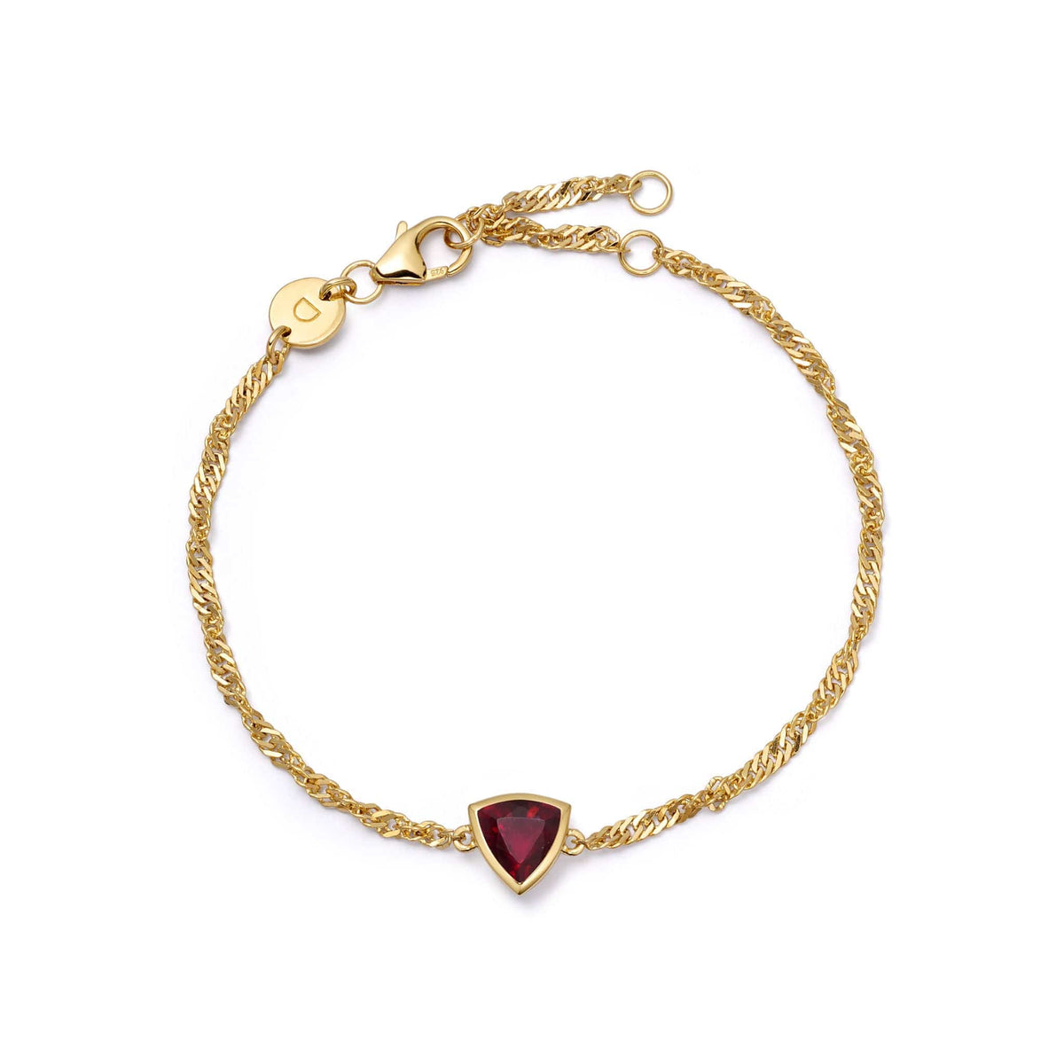 Ruby July Birthstone Charm Bracelet 18ct Gold Plate