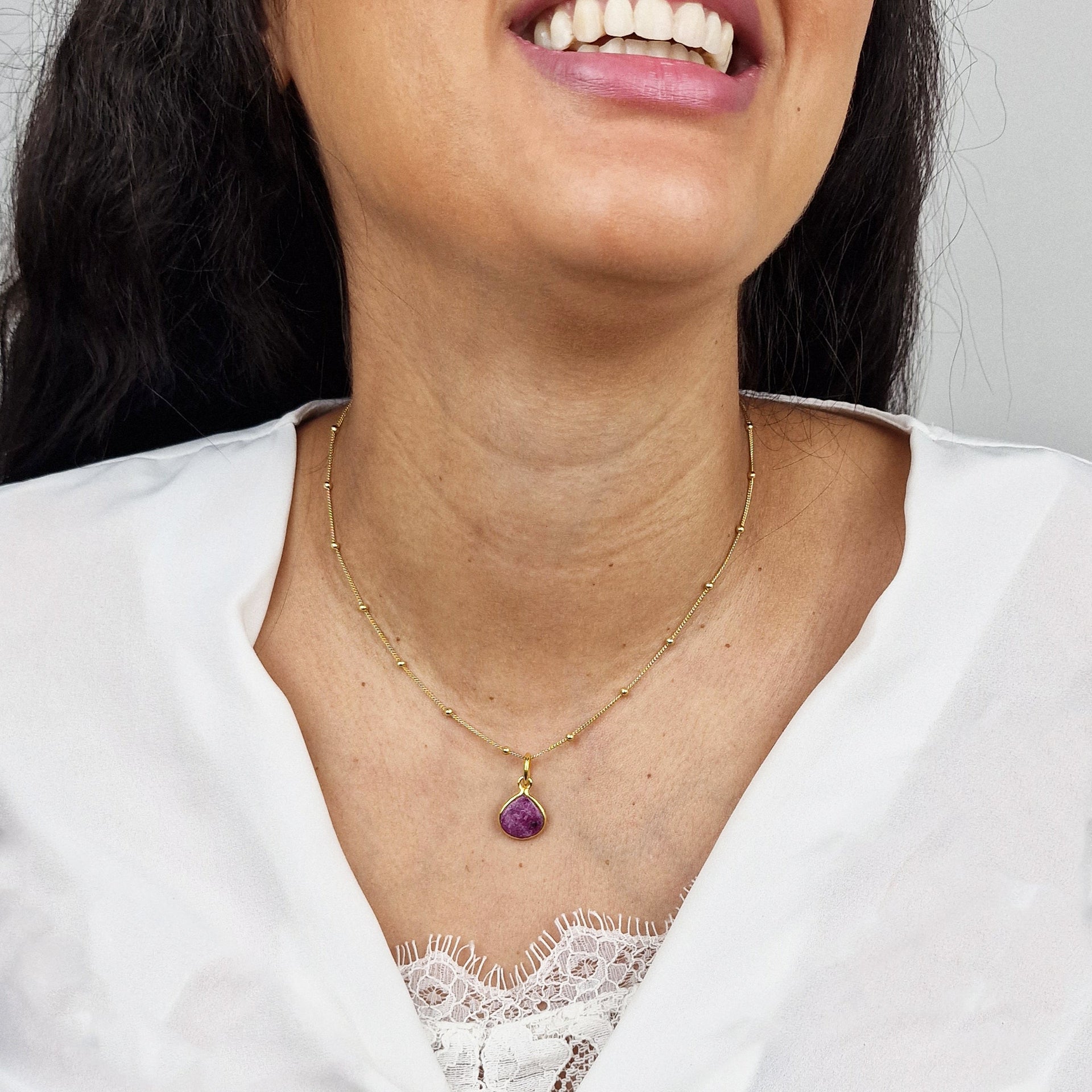 Ruby July Birthstone Gold Vermeil Necklace