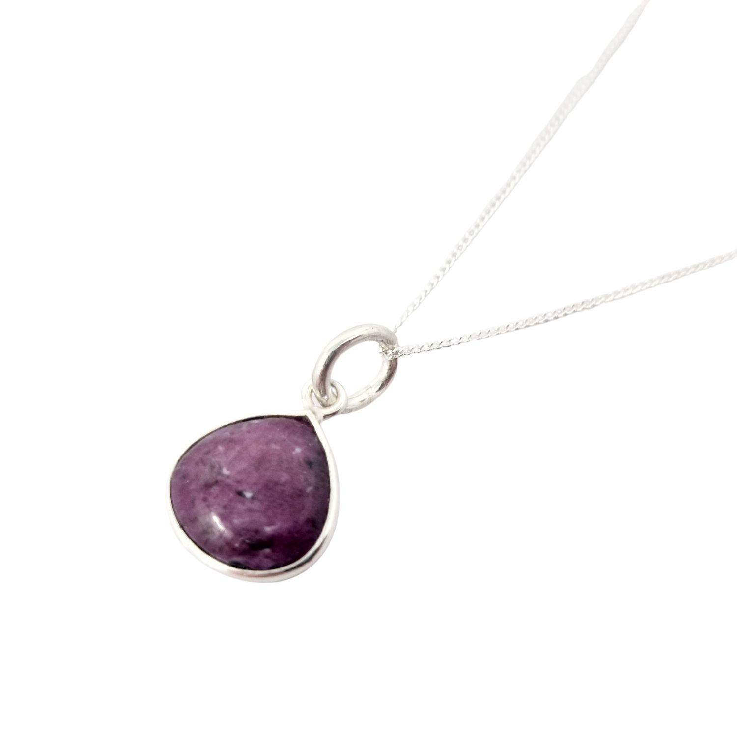 Ruby July Birthstone Sterling Silver Heart Pendant Necklace
