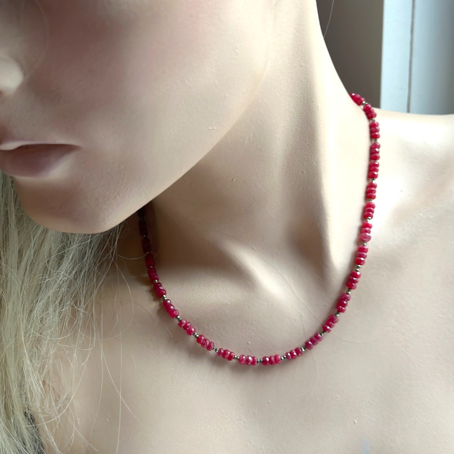 Ruby & Pyrite Gold Necklace