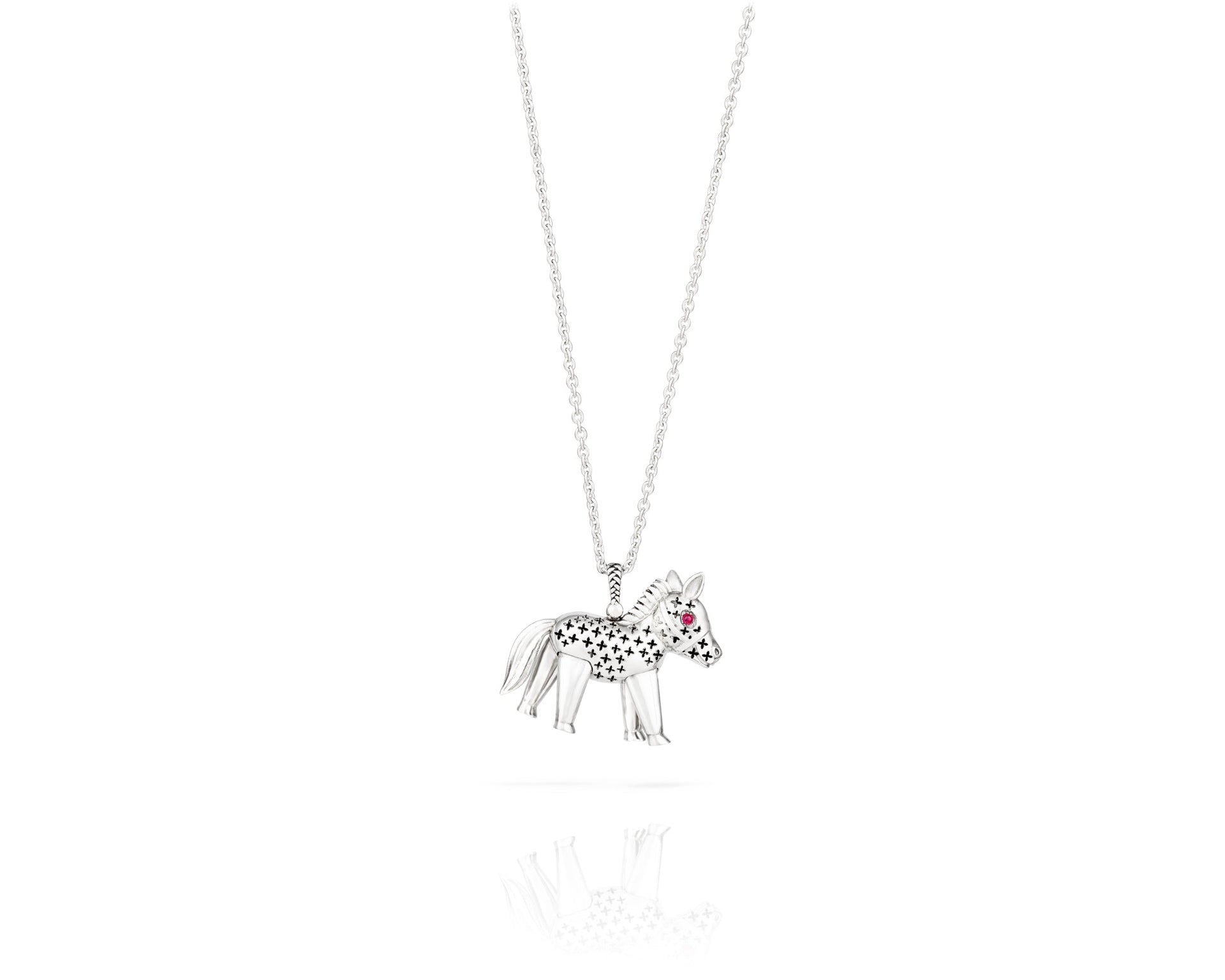 Ruby The Horse Necklace In Silver By Vincent Peach