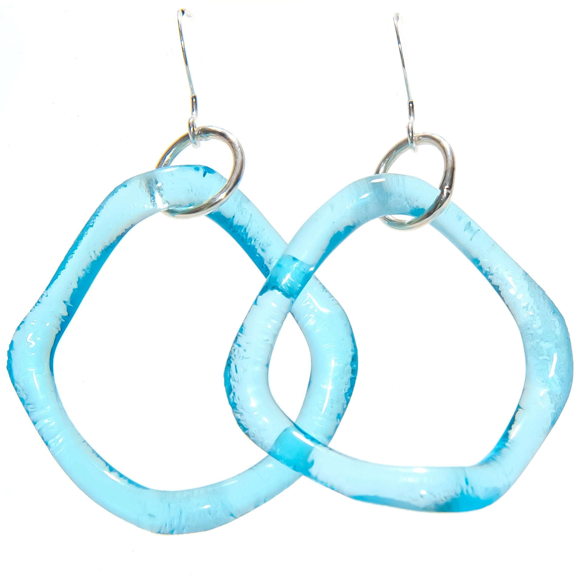 Recycled Gin Bottle Simple Ruffle Earrings Sterling