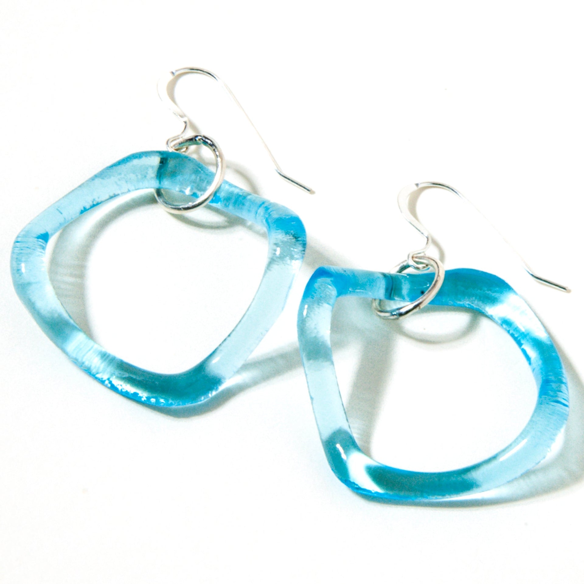 Recycled Gin Bottle Simple Ruffle Earrings Sterling