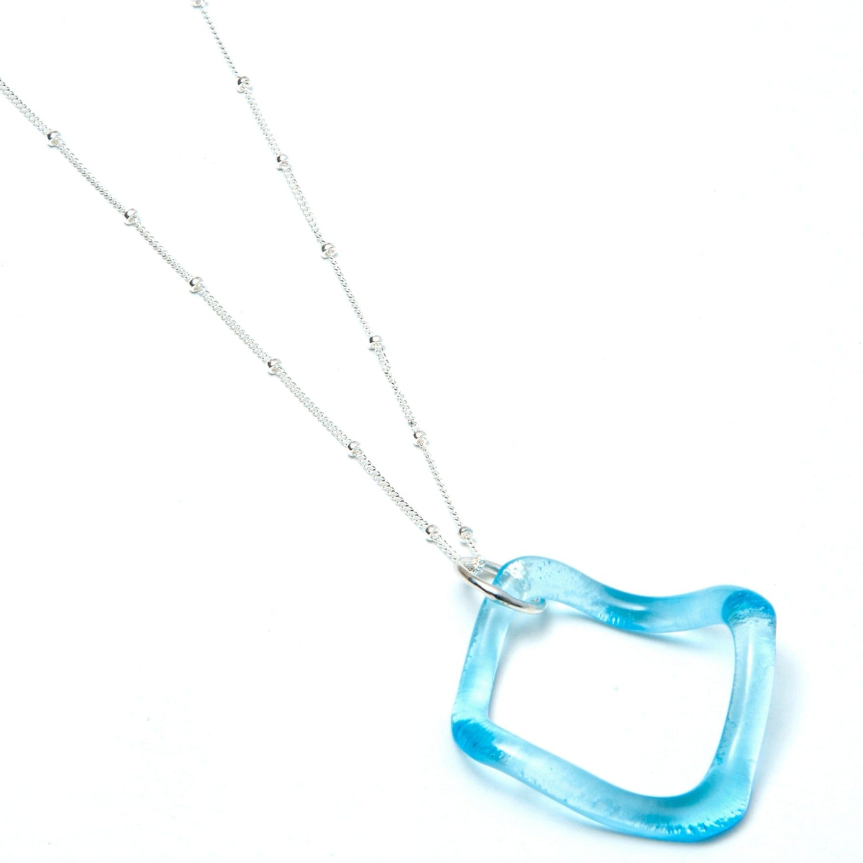 Recycled Gin Bottle Simple Ruffle Necklace Sterling