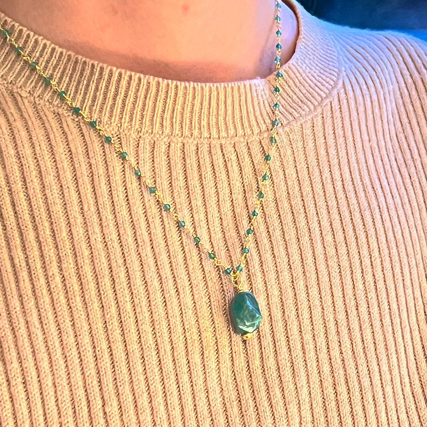 Russian Amazonite On Green Onyx Rosary