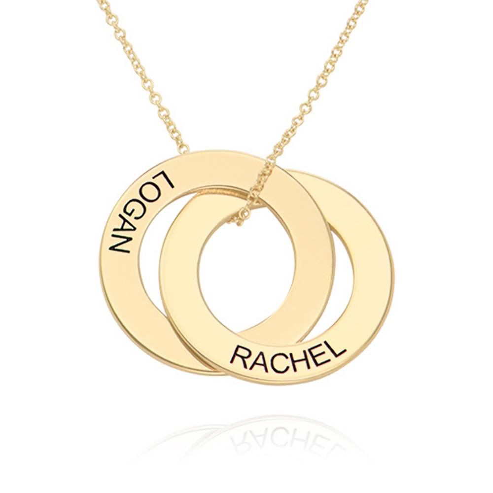 Gifts for Her - Russian Ring Necklace with 2 Rings in 10K Yellow Gold - Mom Necklace