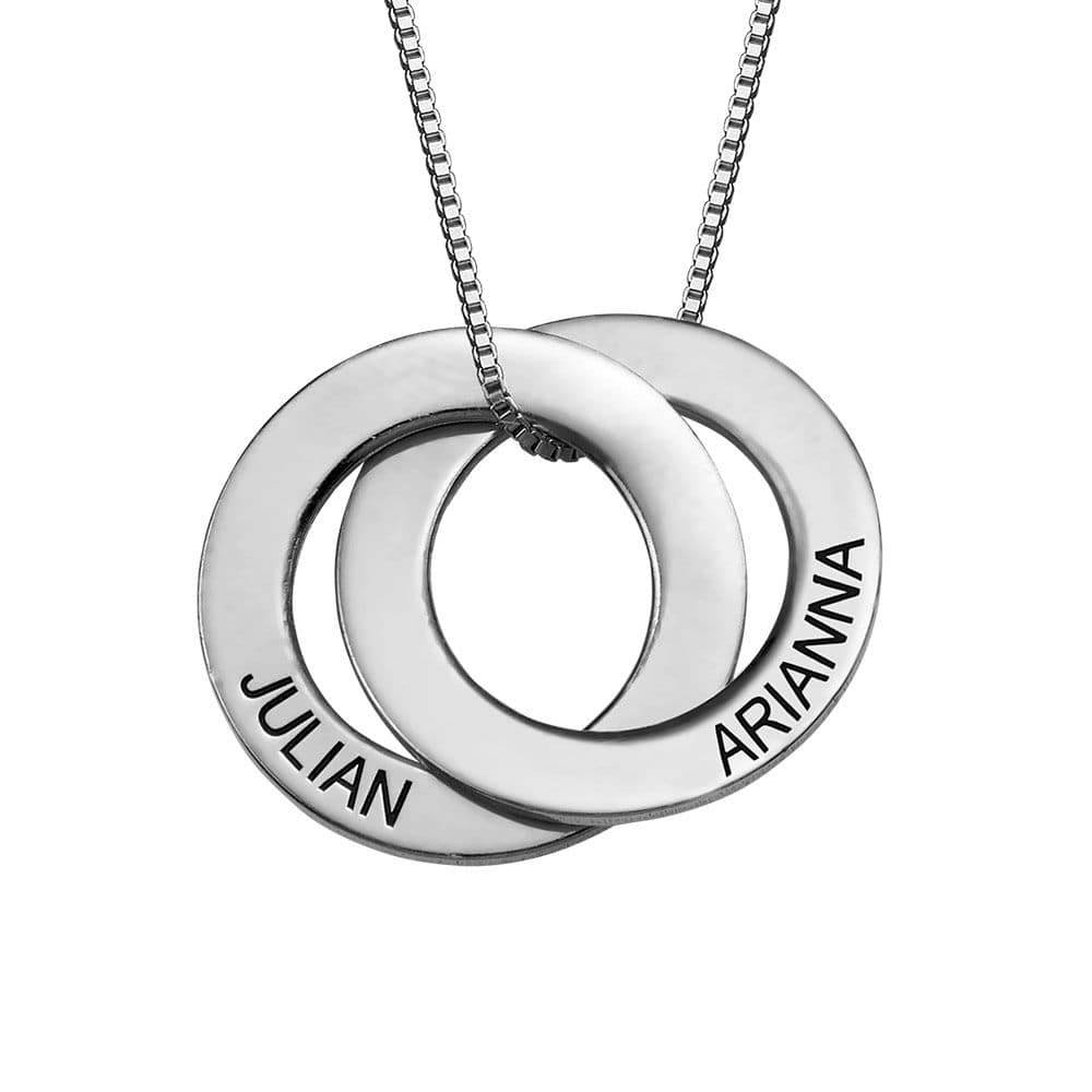 Russian Ring Necklace with 2 Rings in 10k White Gold