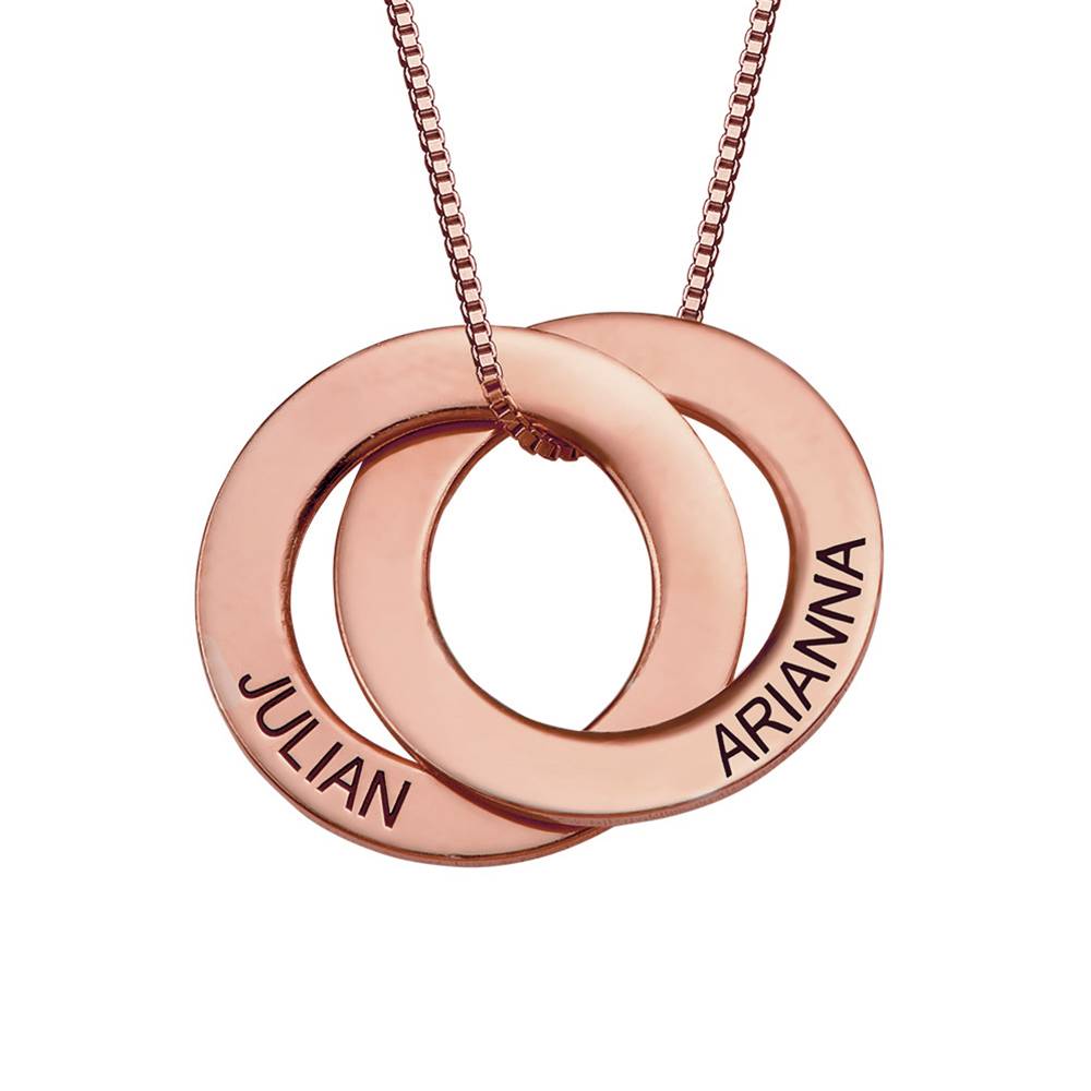 Gift Ideas for Her - Russian Ring Necklace with 2 Rings - Rose Gold Plated - Customized Necklace for Mom