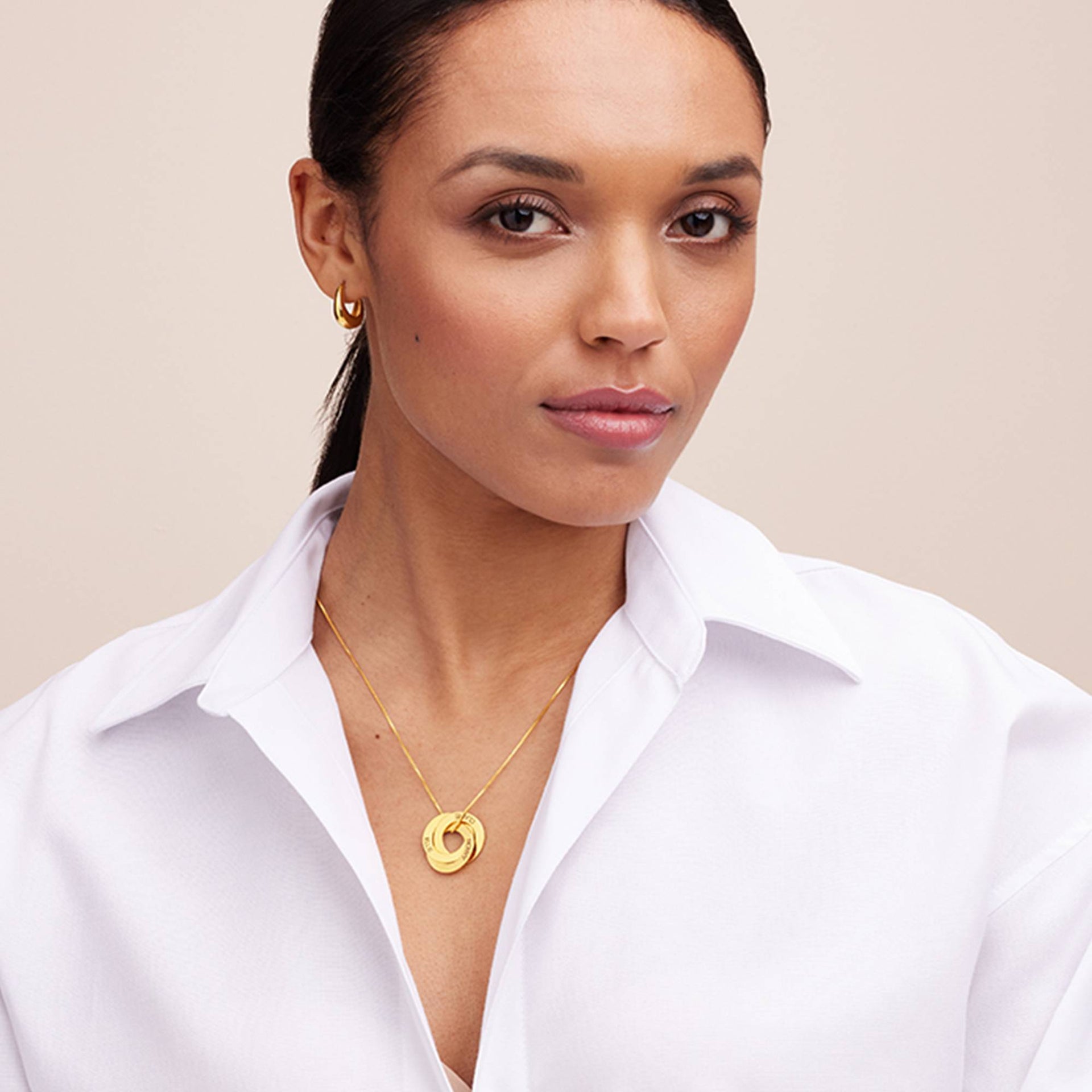 18k Gold Plated Russian Ring Necklace With Engraving - Personalized Necklaces - Mom Jewelry - Gift Ideas for Mom - My Name Necklace