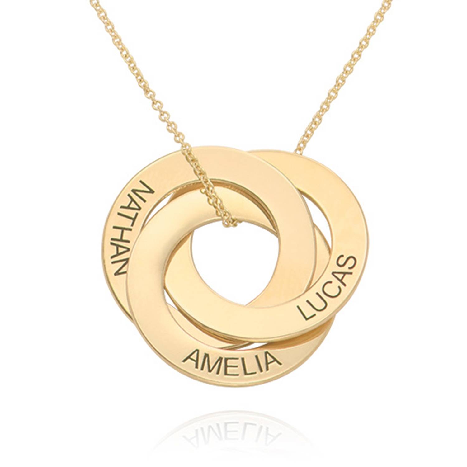 Gift Ideas for Mother - Russian Ring Necklace with Engraving in 10K Yellow Gold - Mother Jewelry - Mom Necklace