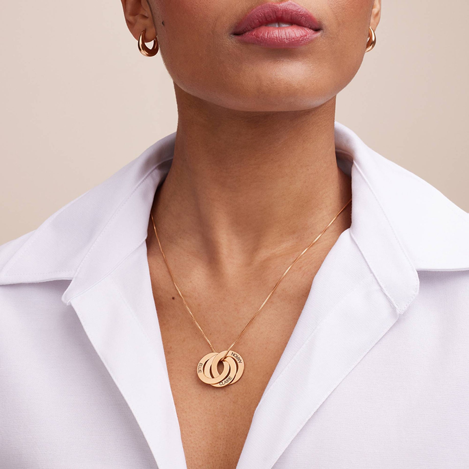 Russian Ring Necklace With Engraving - Mom Gifts - Rose Gold Plated - Personalized Necklace - Mom Jewelry - Birthday Gifts for Mom