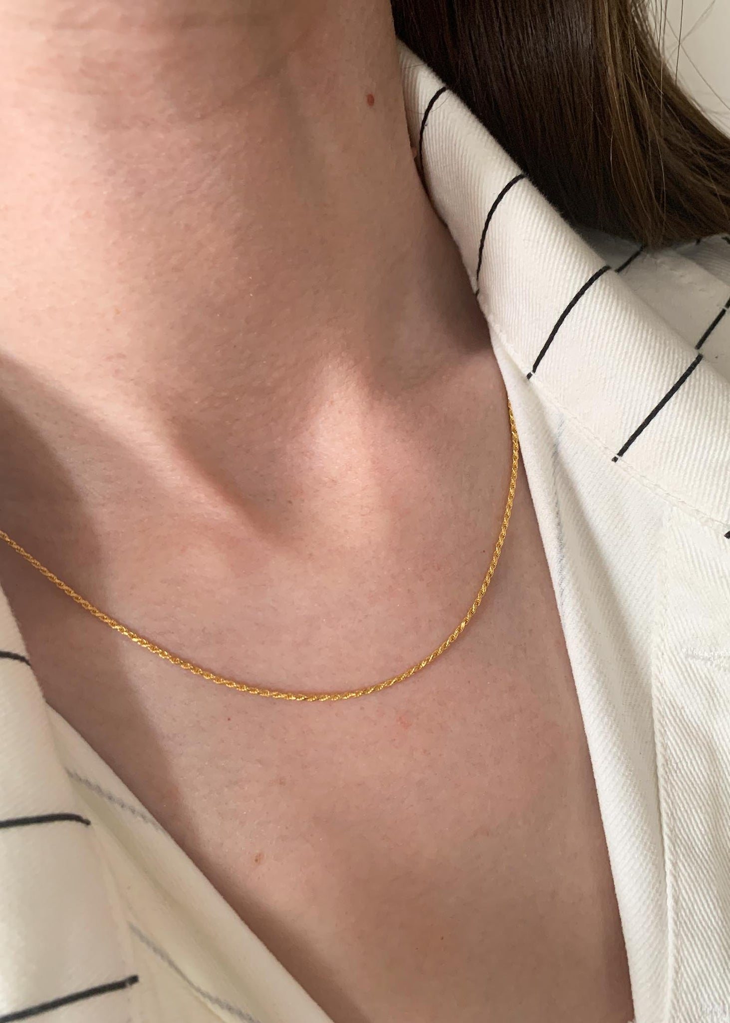 Sterling Silver Rope Chain Necklace - Rose Gold