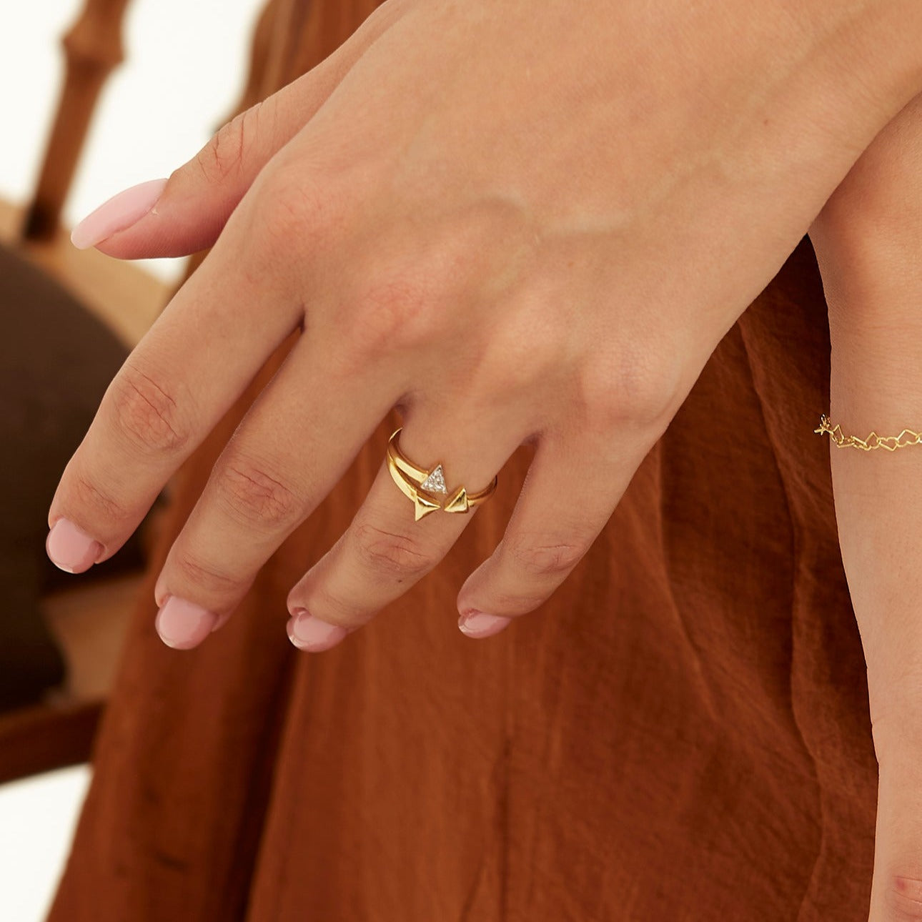 Sterling Silver Multiple Triangle Adjustable Ring