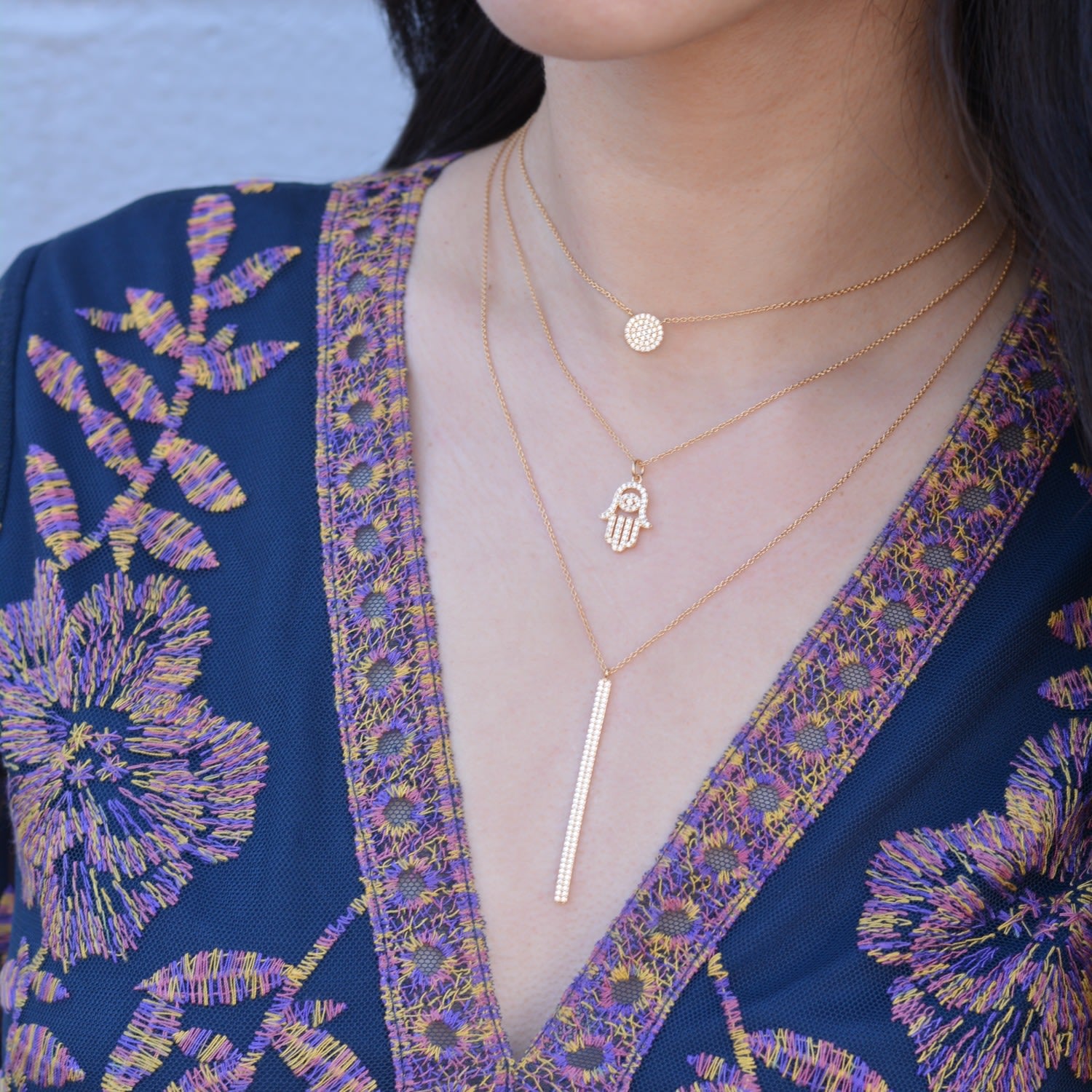 Pave Disk With Crystals Rose Gold