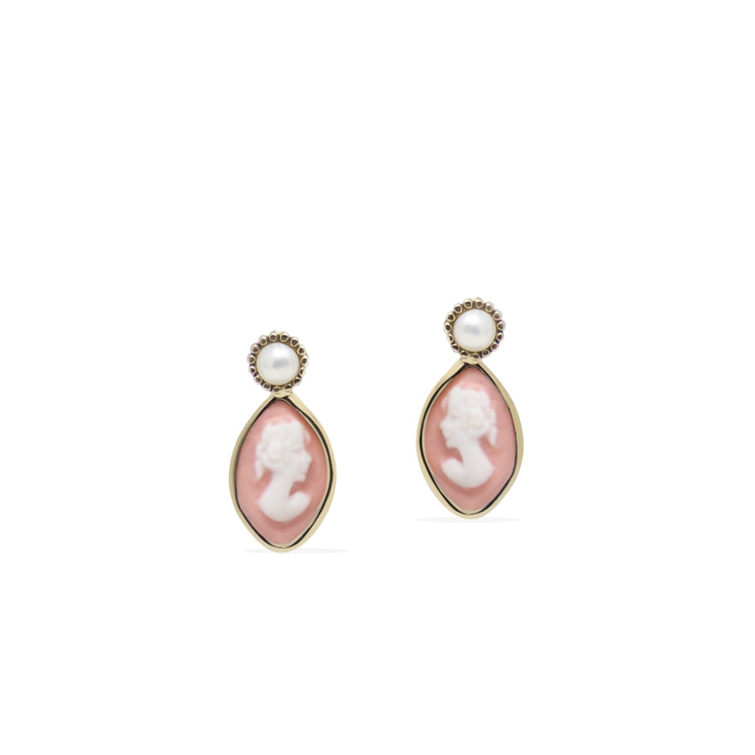 Isabella Gold-Plated Pink Cameo Stud Earrings