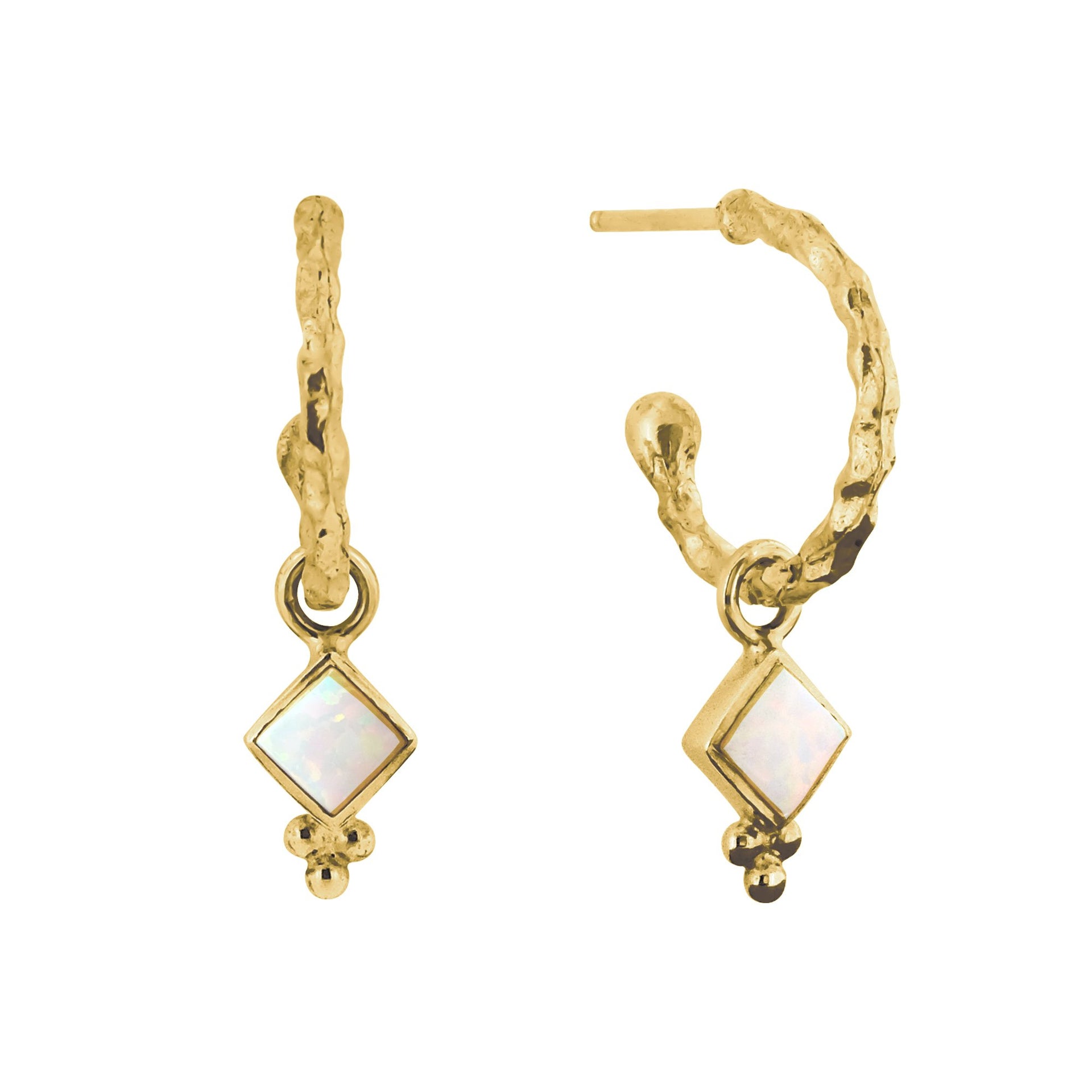 Divinity Princess Gold Vermeil Hoop Earrings - Opal