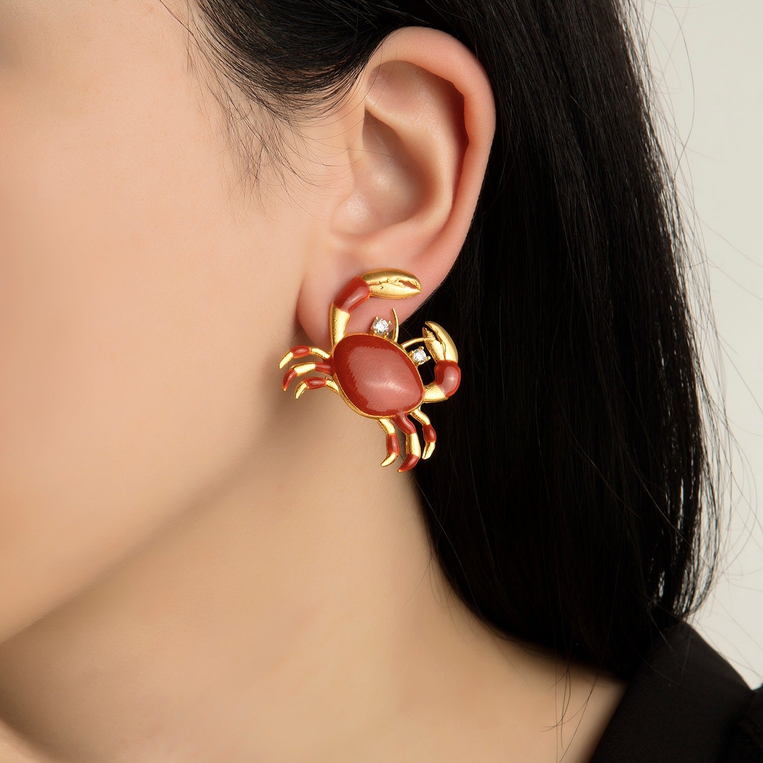 Orange Crab Earrings