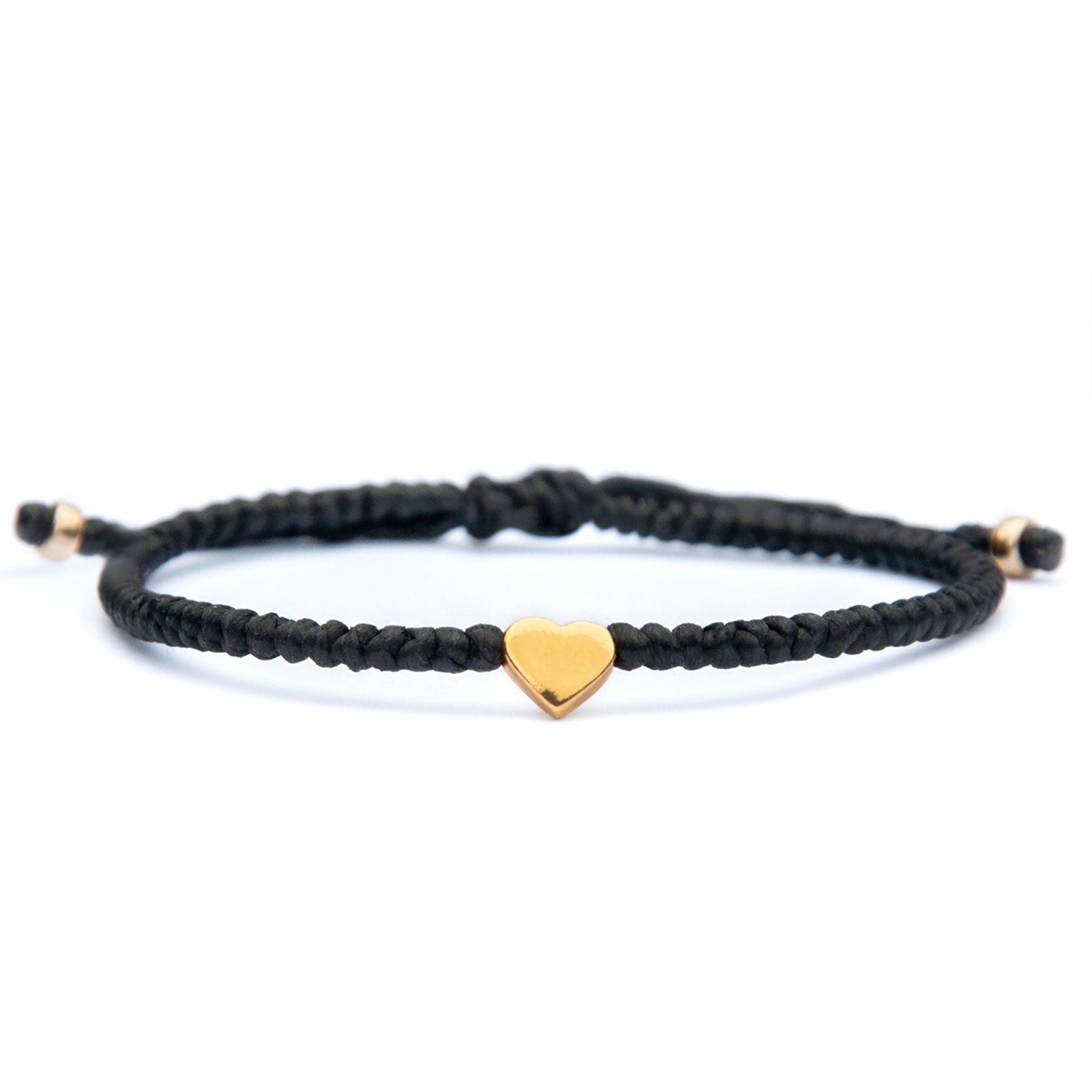 Valentino Black Rope Gold Vermeil Heart Bracelet For Women